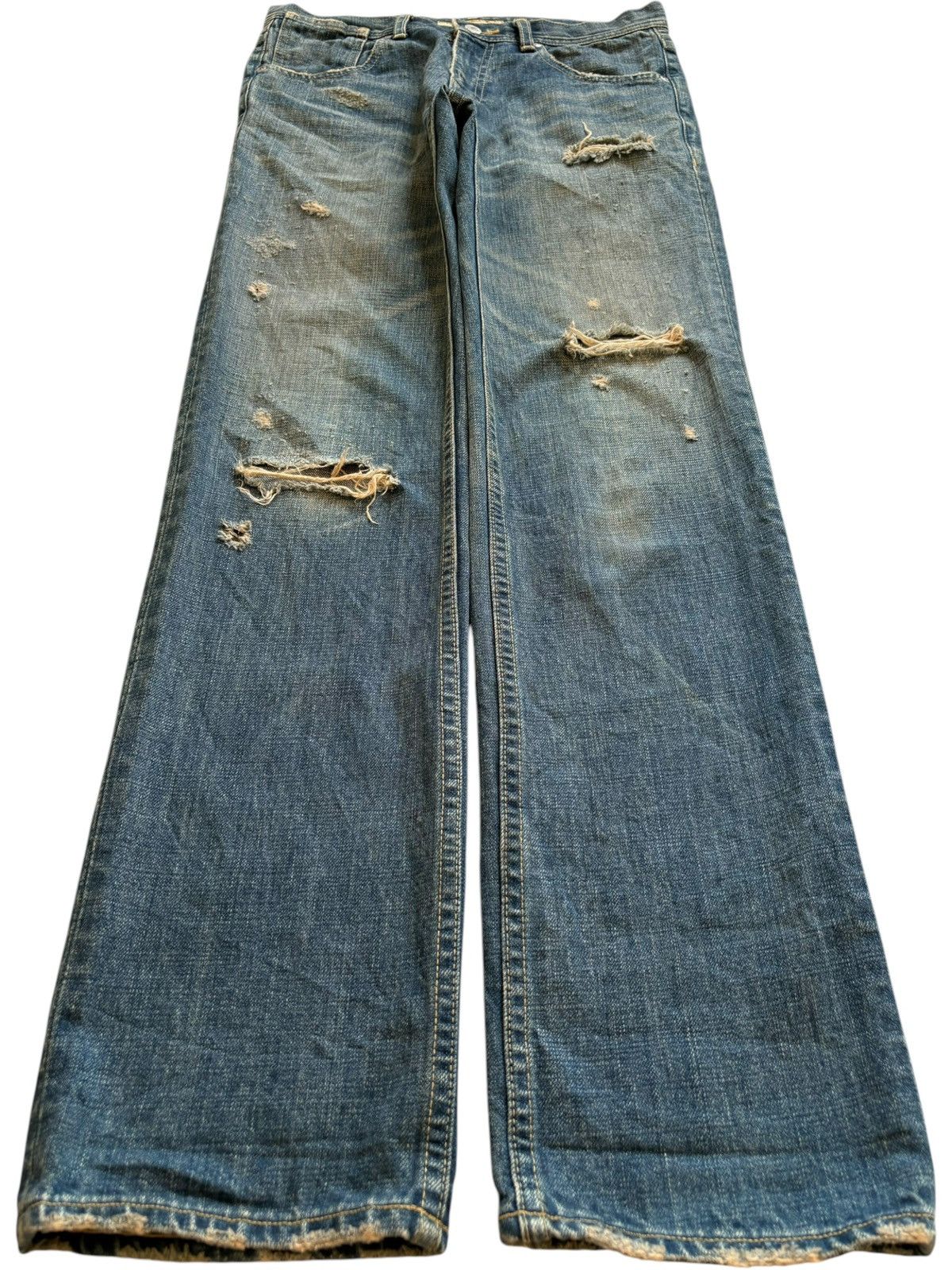 Japanese Brand Vintage Japanese Brand Mud Wash Distressed Ripped Jeans Size US 30 / EU 46 - 1 Thumbnail