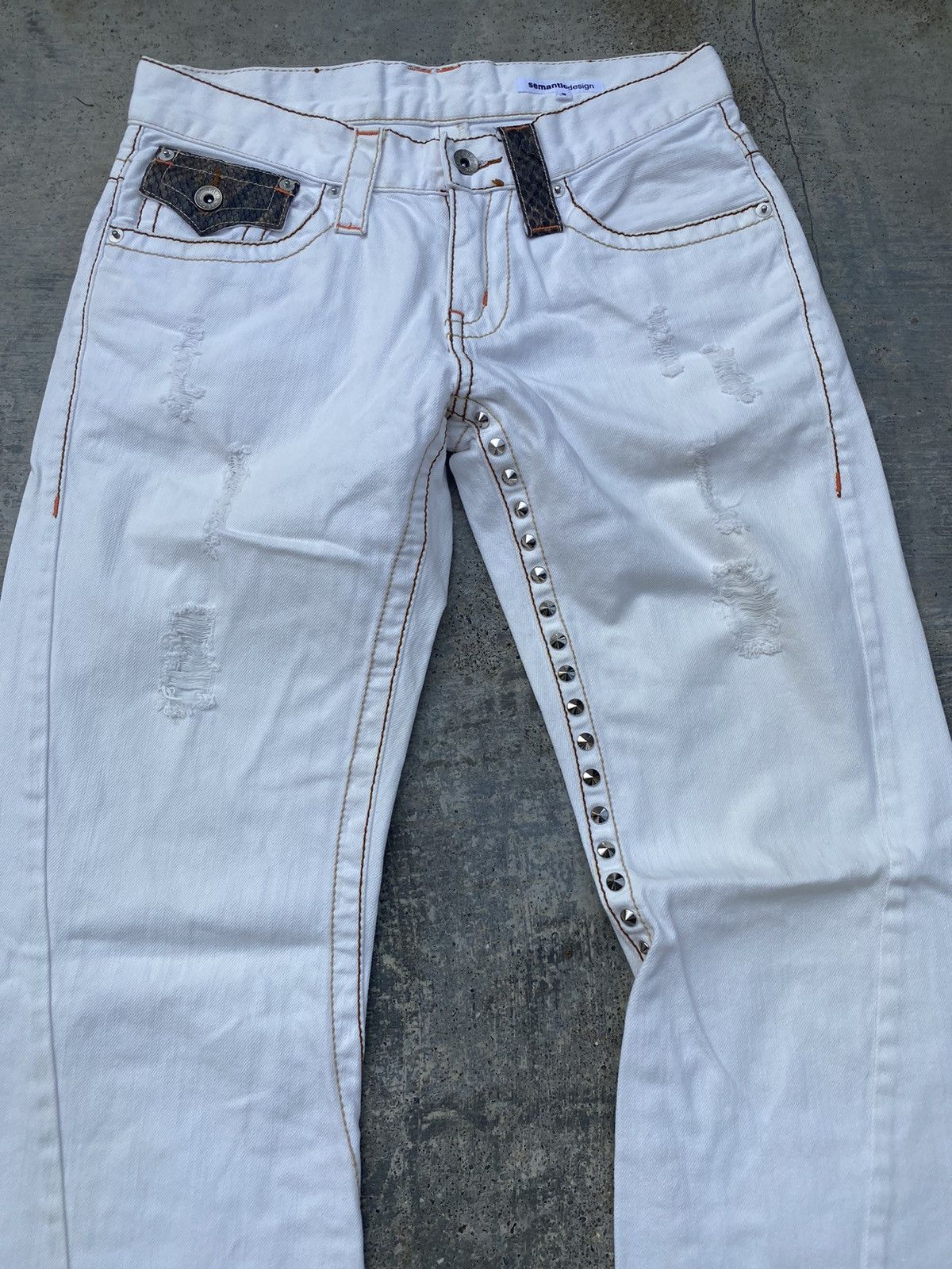 Vintage VINTAGE SEMANTIC DESIGN SPIRAL FLARE DISTRESSED TORNADO RAVE Size US 28 / EU 44 - 3 Thumbnail