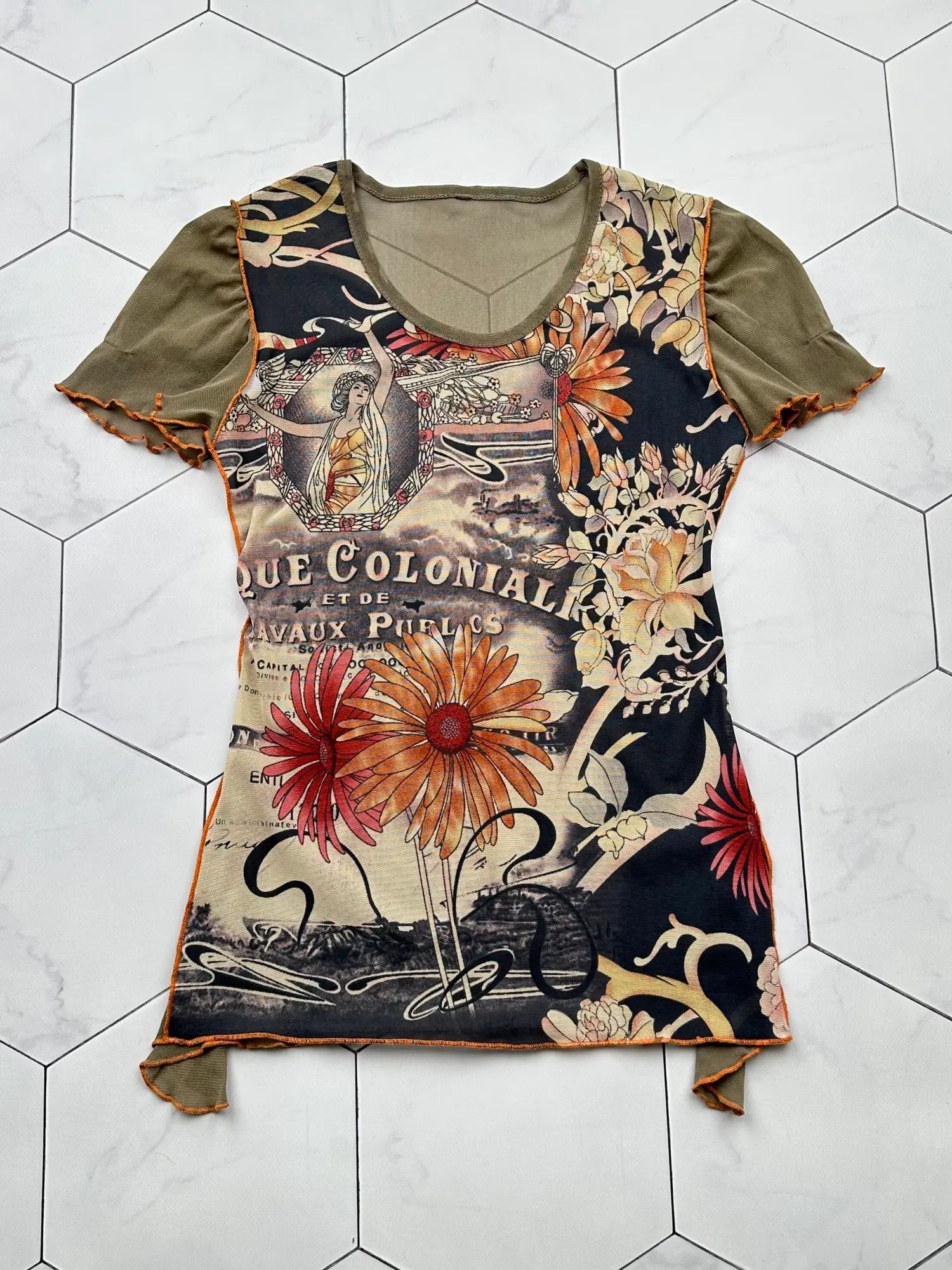 Japanese Brand Vintage Mesh Printed Tee (B374)D15E2 Size S / US 4 / IT 40 - 1 Thumbnail