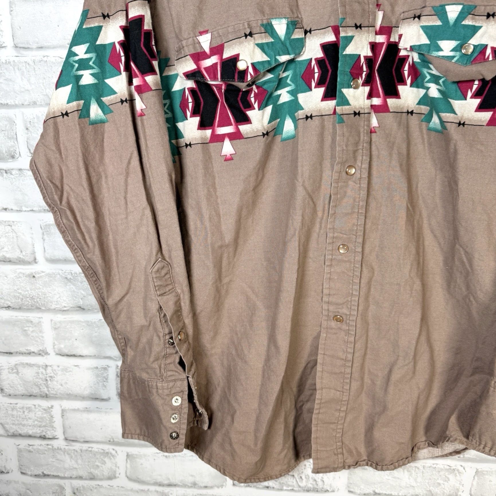 Brooks VINTAGE Brooks & Dunn Shirt Western Long Sleeve Brown Snap Button-Down M Mens Size US M / EU 48-50 / 2 - 3 Thumbnail