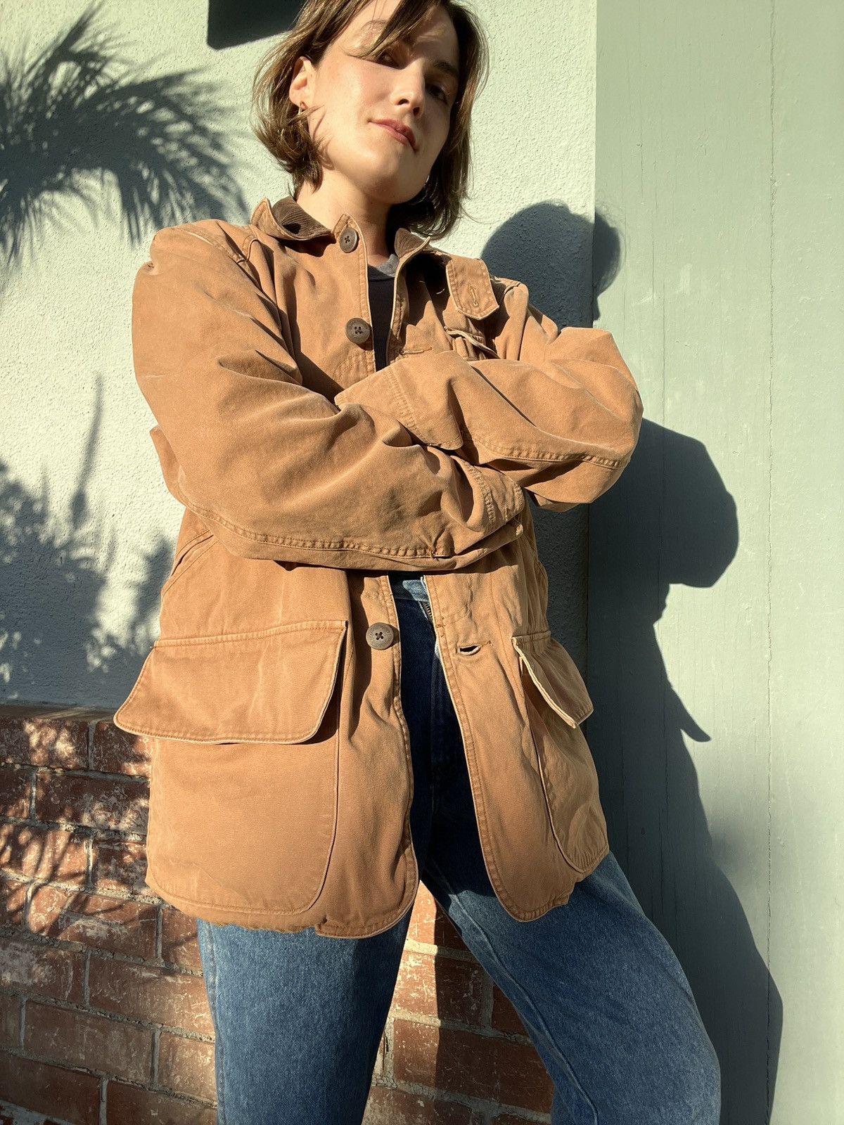 Other Faded warm tan canvas utility / chore jacket Size US M / EU 48-50 / 2 - 7 Thumbnail