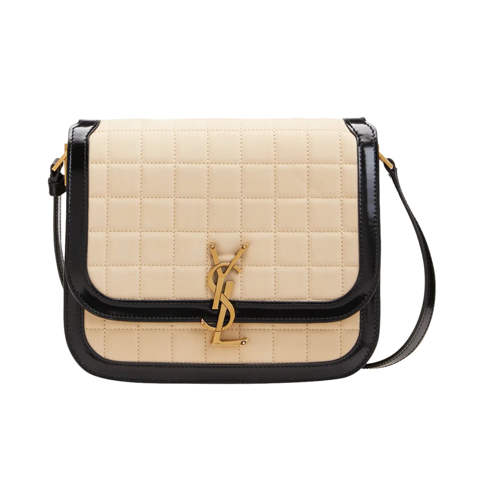 Yves Saint Laurent Saint Laurent Beige Suede Quilted Black Shoulder Bag Size ONE SIZE - 1 Thumbnail
