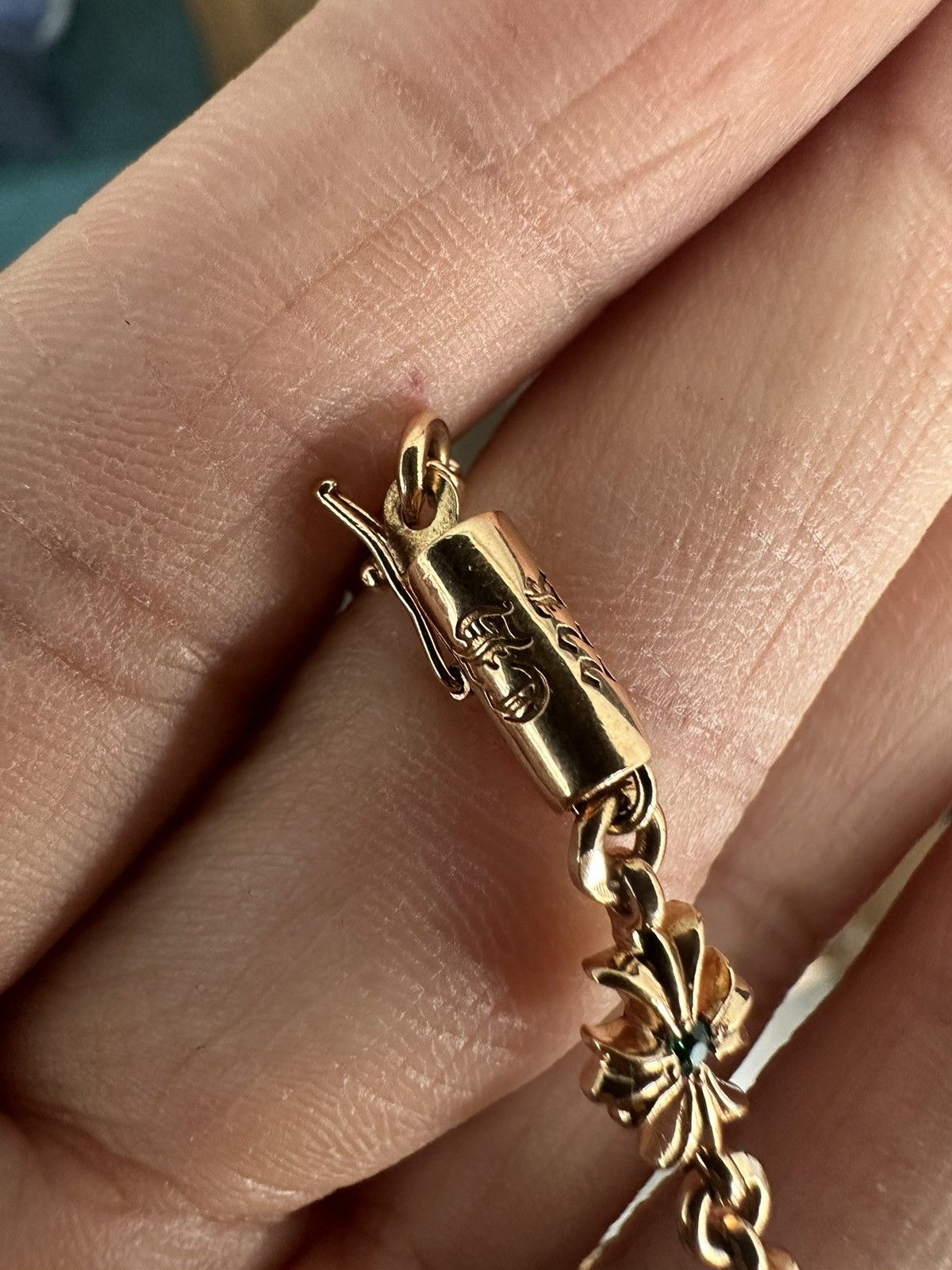 Chrome Hearts 🔥Chrome Hearts 22K Tiny CH Plus Emerald Bracelet🔥 Size ONE SIZE - 4 Thumbnail