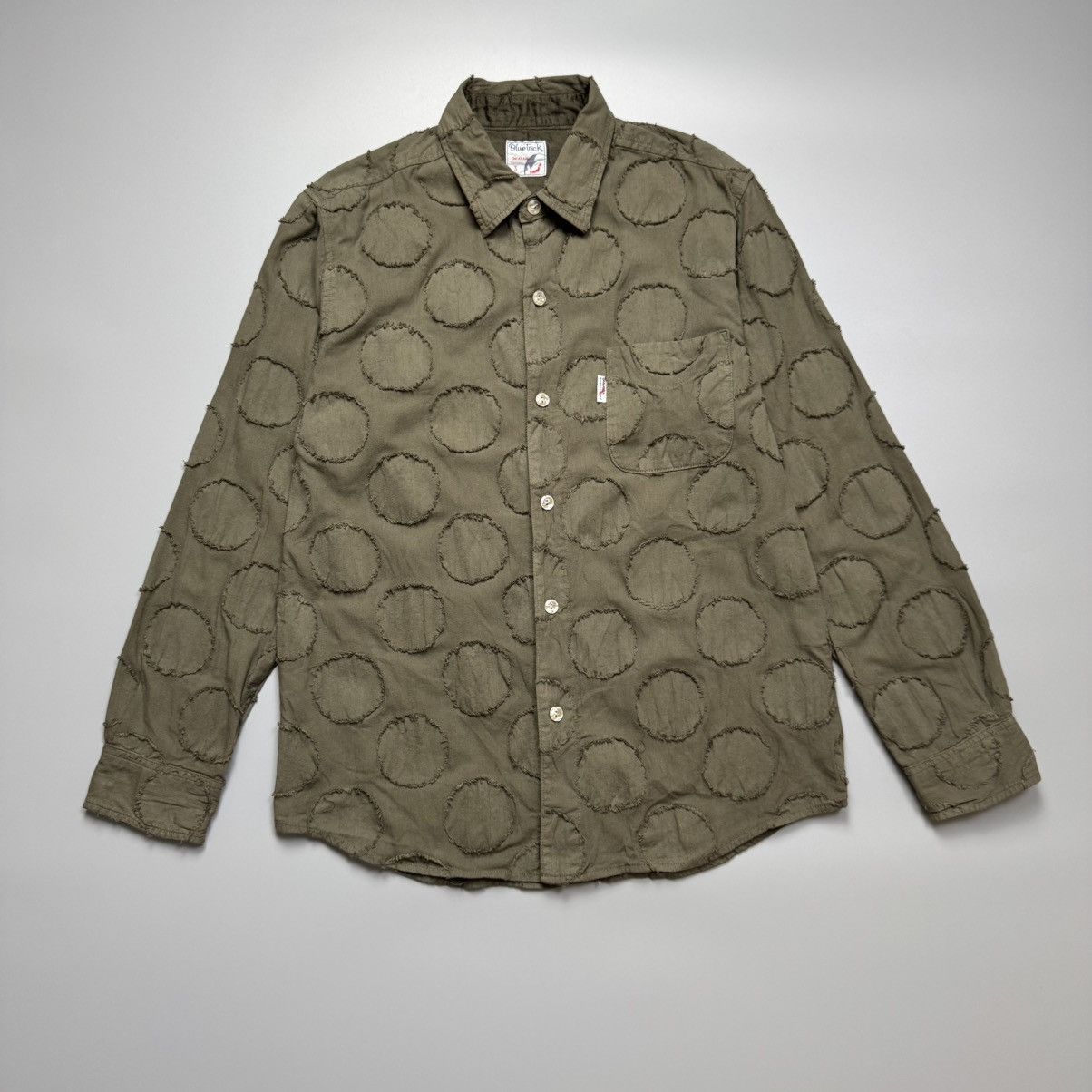 Japanese Brand Bluetrick Okayama - Punch Hole Patch Amekaji Vibes L/S Size US S / EU 44-46 / 1 - 1 Thumbnail