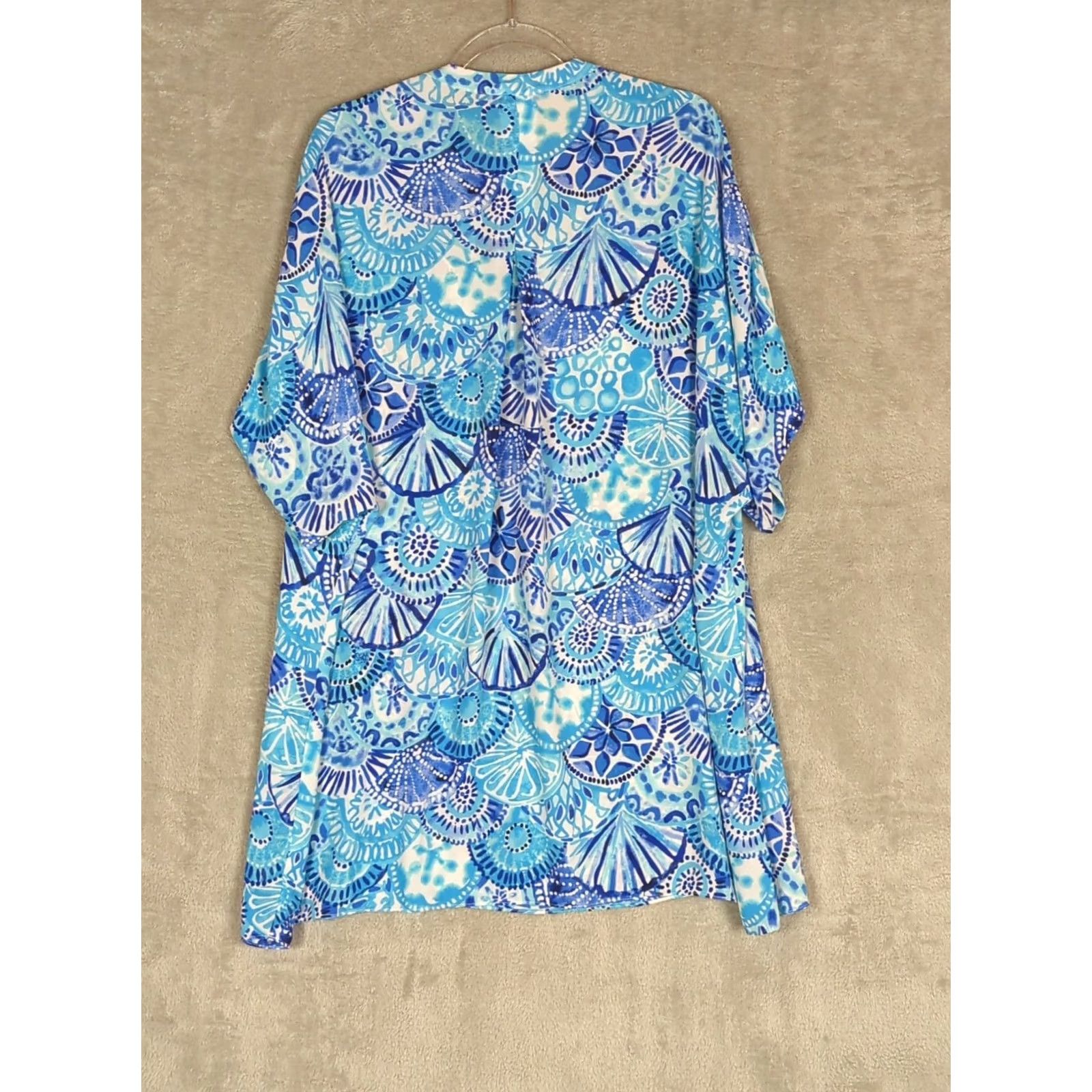 Lilly Pulitzer Lilly Pulitzer Cover Up Women Size S Blue Sea Shell Pattern Lightweight Beach Cruise Resort Size ONE SIZE - 8 Thumbnail