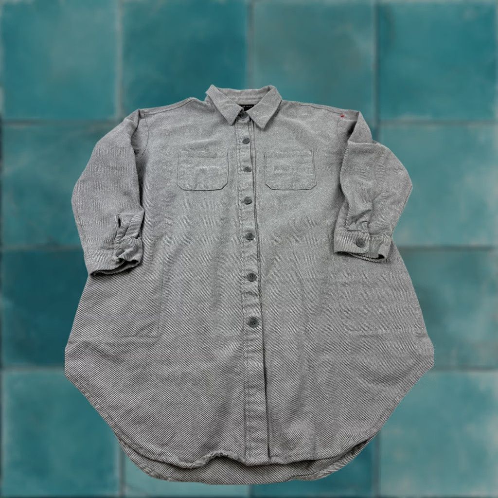 Vintage Lane Bryant Shirt Dress Womens 14/16 Gray Striped Long Sleeve Button Front Twill Size XL / US 12-14 / IT 48-50 - 1 Thumbnail