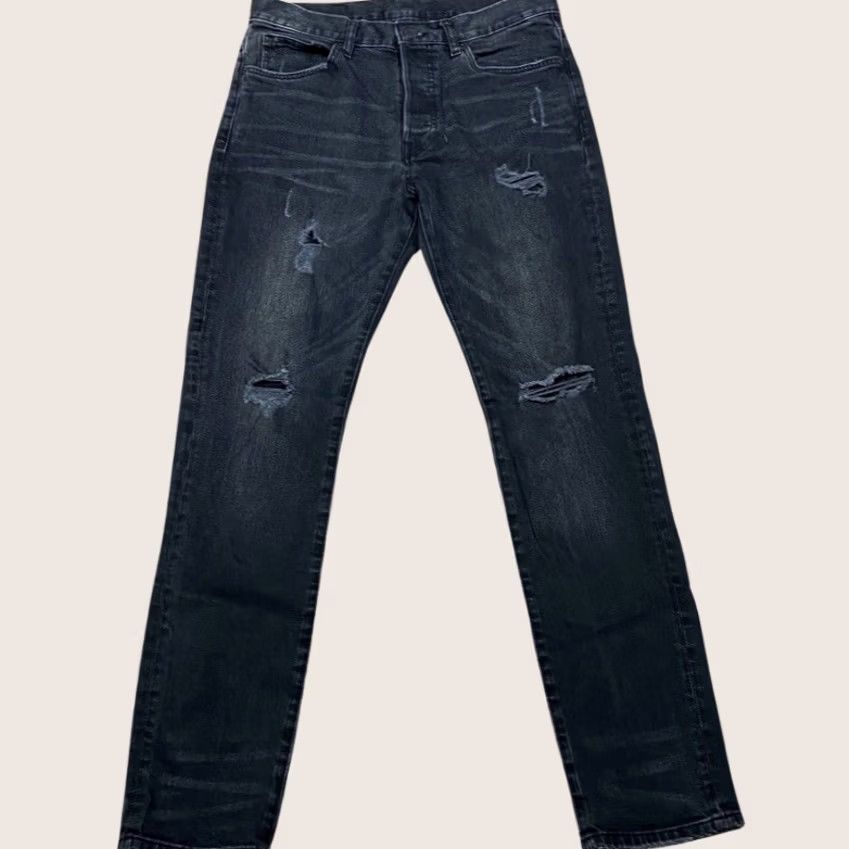 H&M H&M Ripped Jeans W30” L31” Slim Washed Black Button Fly Mens Used 5 Pocket Pants Size US 30 / EU 46 - 1 Thumbnail