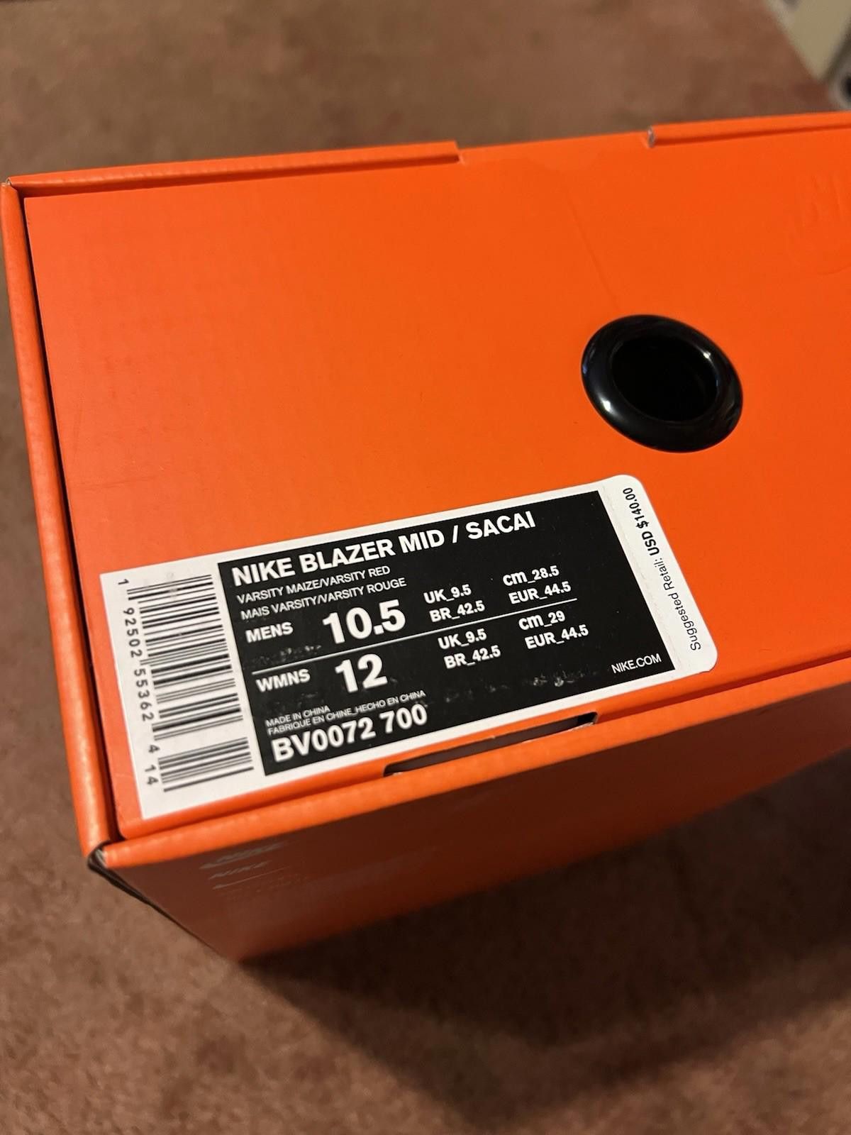 Nike 2019 Nike Blazer Mid Sacai Snow Beach BV0072-700 US10.5 Size US 10.5 / EU 43-44 - 10 Thumbnail