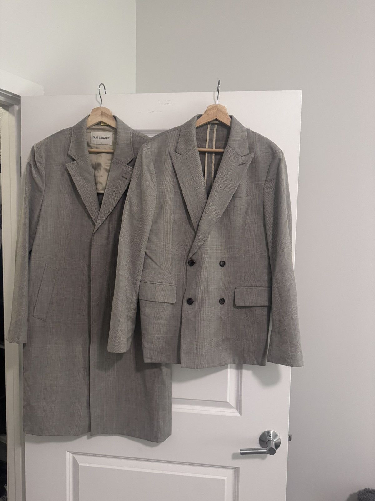Beige Tweed Double Breasted Blazer