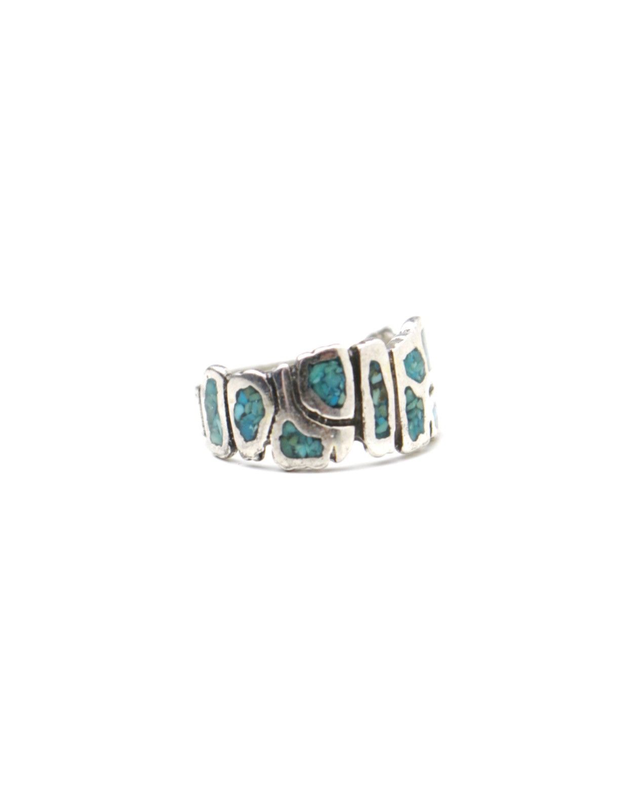 Vintage 2000S JAPANESE MADE NAVAJO TURQUOISE INLAY METAL RING Size ONE SIZE - 2 Thumbnail