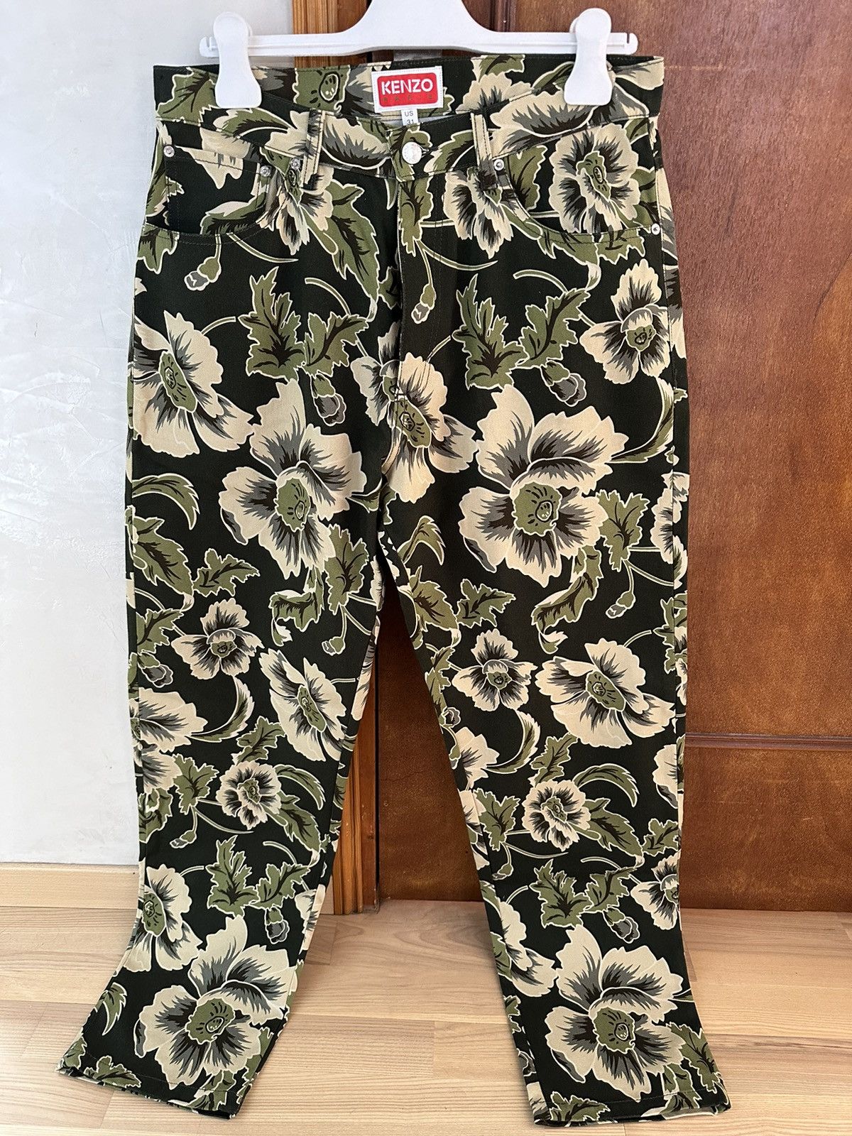 Kenzo × Nigo Kenzo Botan Floral-print Loose-fit Jeans In Dark Khaki Size US 31 - 1 Thumbnail