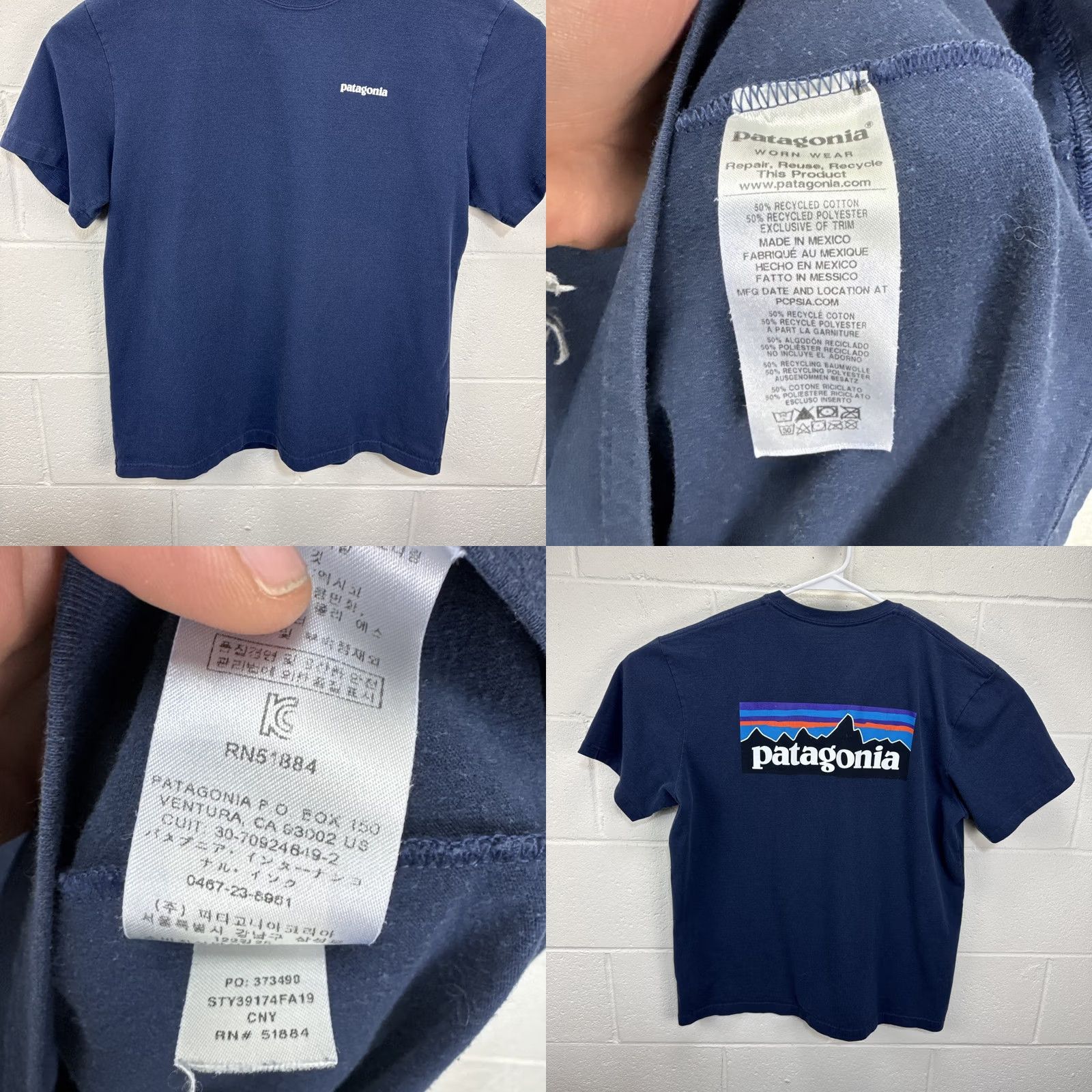 Patagonia Patagonia Shirt Mens Large Navy Blue P-6 Logo Graphic T-shirt Short Sleeve Blue Cotton Polyester Crew Neck Men’s Regular Size US L / EU 52-54 / 3 - 8 Thumbnail