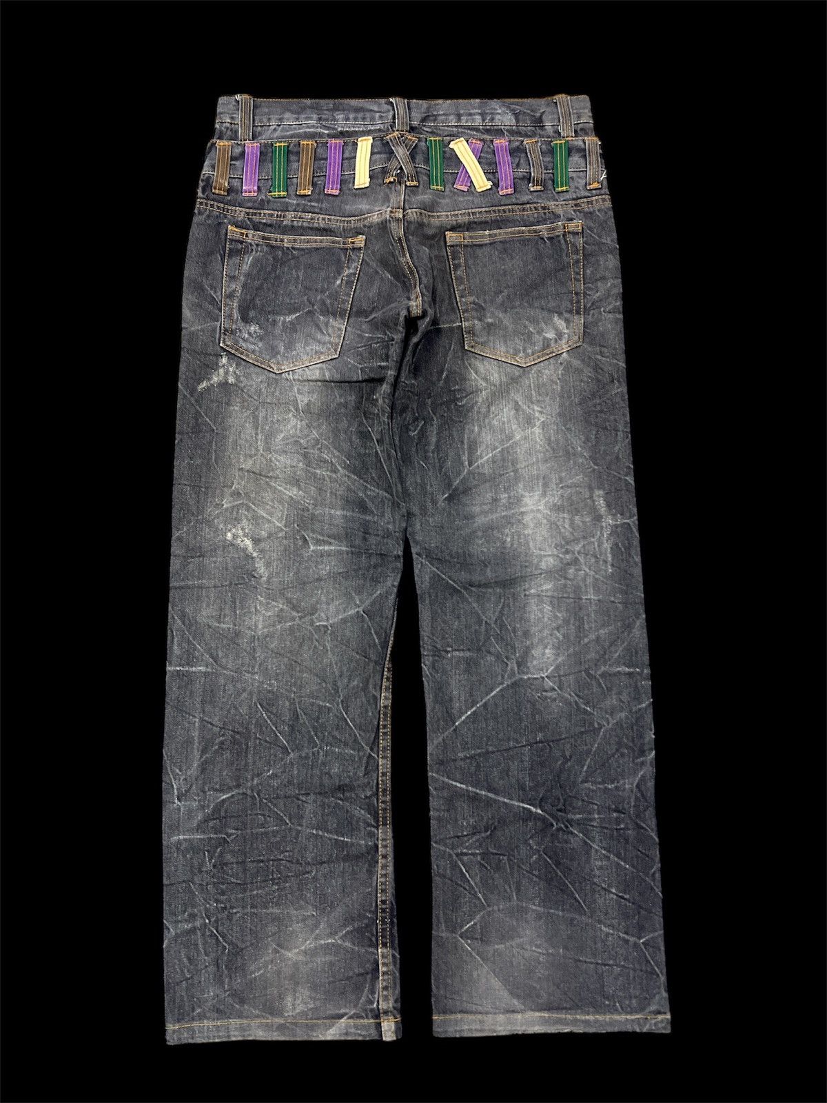 Japanese Brand DOUBLE WAIST NYLAUS DISTRESSED DENIM PANT Size US 33 - 6 Thumbnail