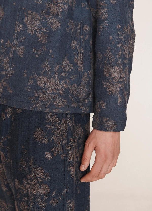 YMC !DS! SS23 YMC Labour Floral Navy Wool Jacquard Jacket Size US L / EU 52-54 / 3 - 7 Thumbnail