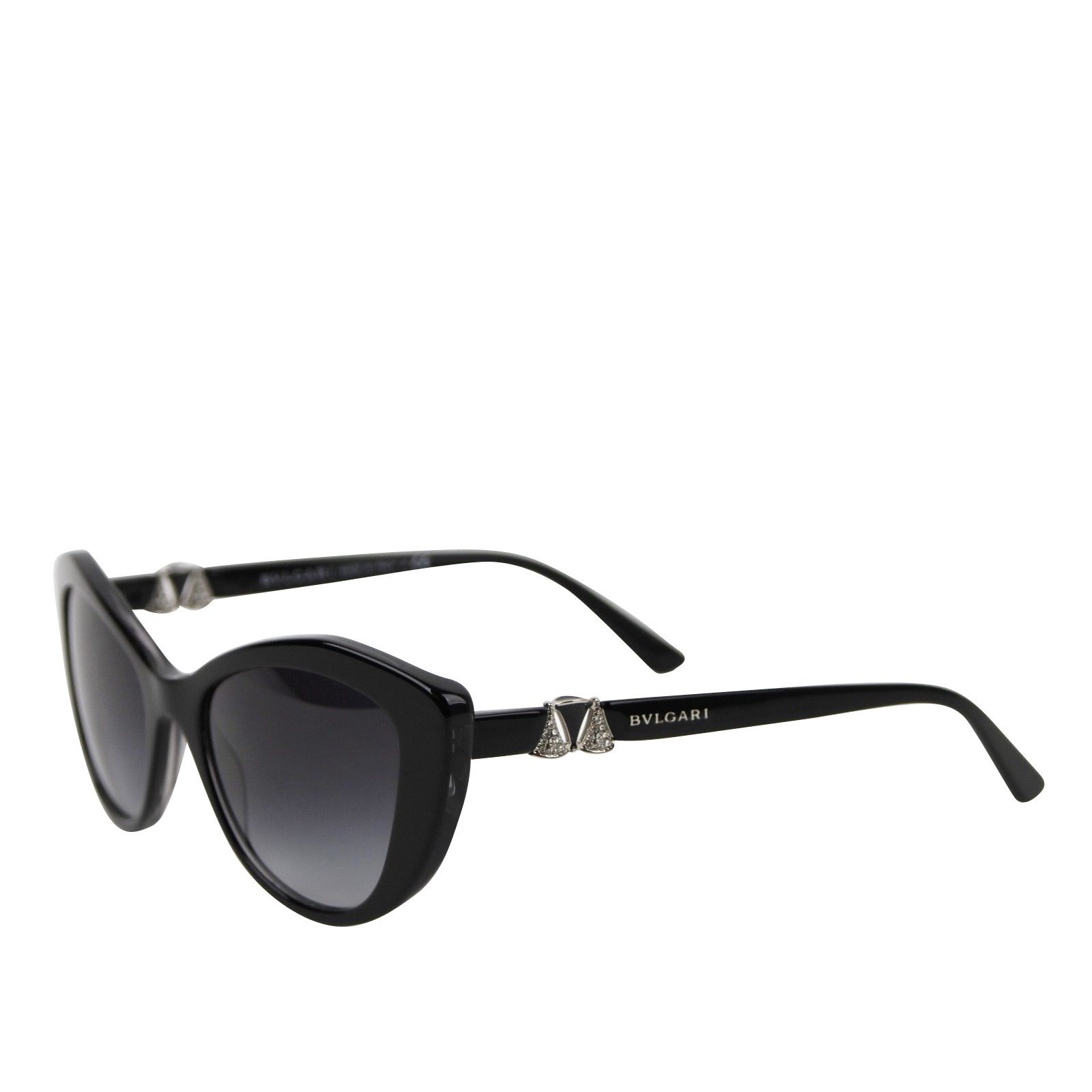 Bvlgari Women's Triangle Crystal Black Plastic Cat Eye Sunglasses Size ONE SIZE - 1 Thumbnail