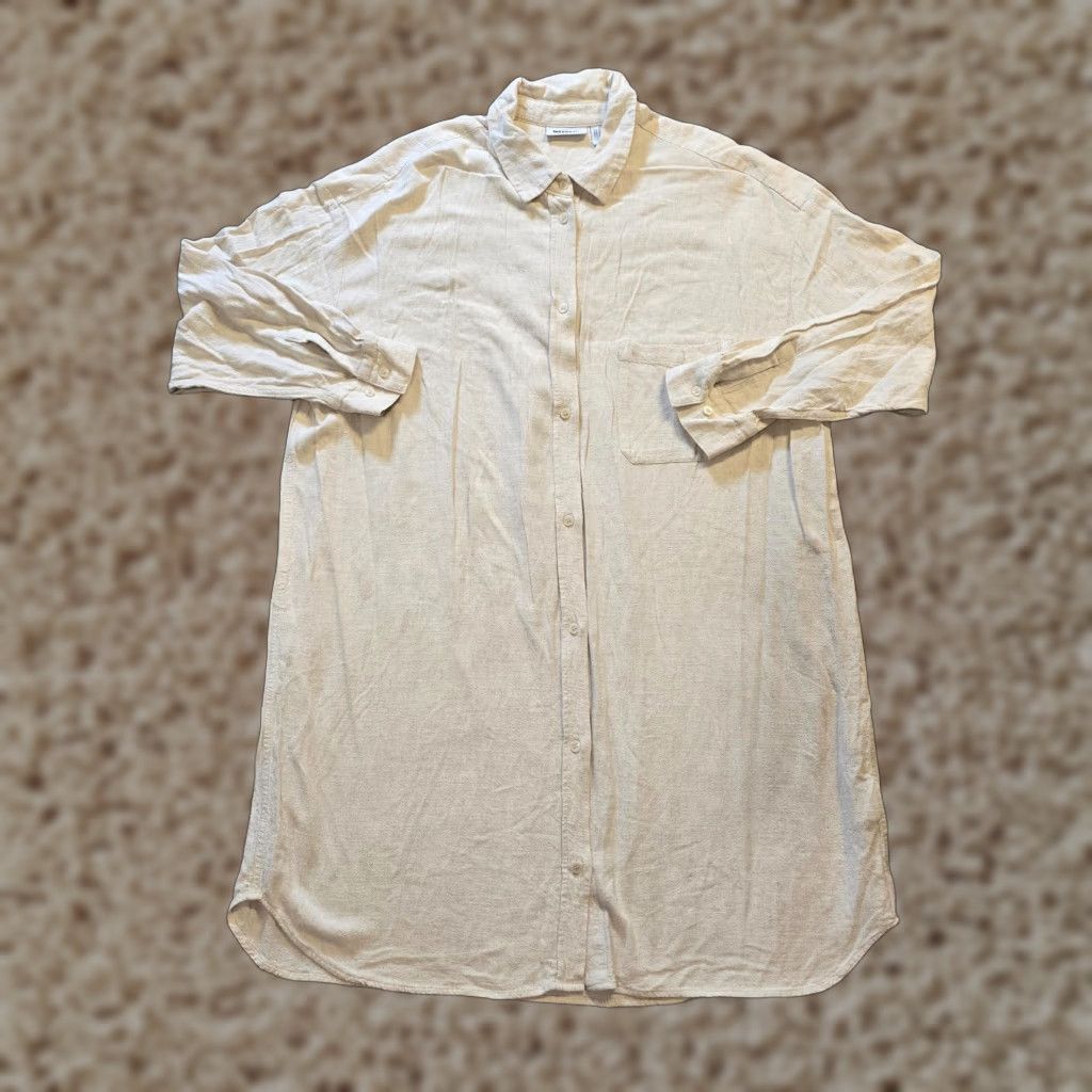 Weekday Weekday Shirt Dress Women M Beige Linen Button Up Casual Capsule Short Sleeve? Size M / US 6-8 / IT 42-44 - 1 Thumbnail