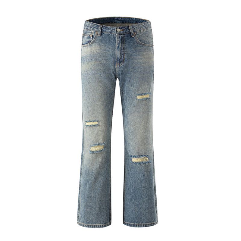 Jean Men's retro casual distressed straight jeans Size US 32 / EU 48 - 1 Thumbnail