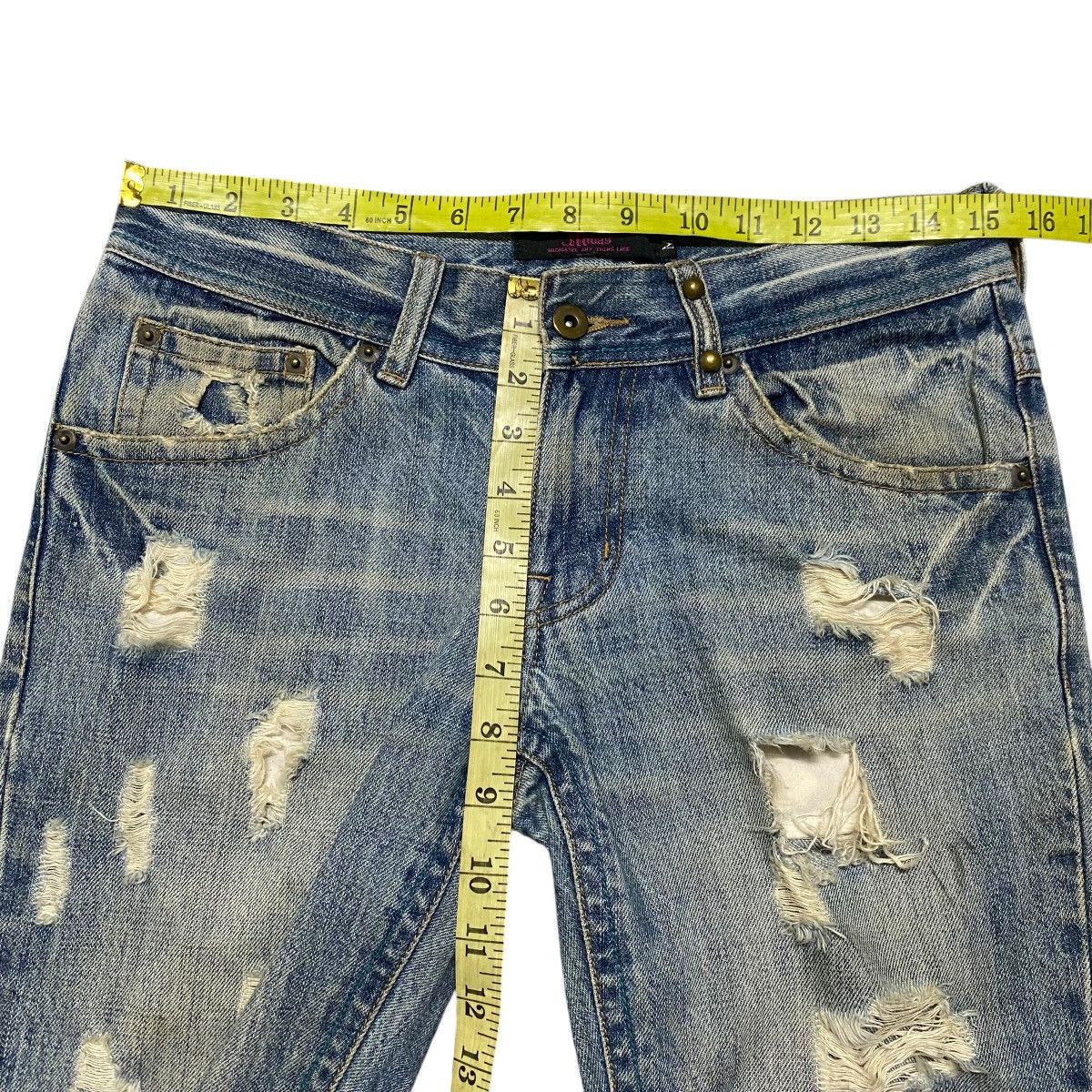 Le Grande Bleu (L.G.B.) Midas Machiavel Hole Distressed Denim Flare Jeans Size US 29 - 21 Thumbnail