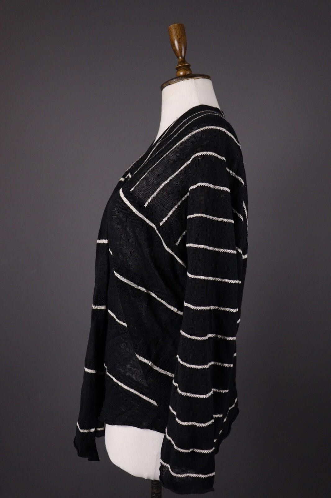 Designer Gudrun Sjoden Black Linen Stripe Knit Sweater Size S / M Size M / US 6-8 / IT 42-44 - 4 Thumbnail