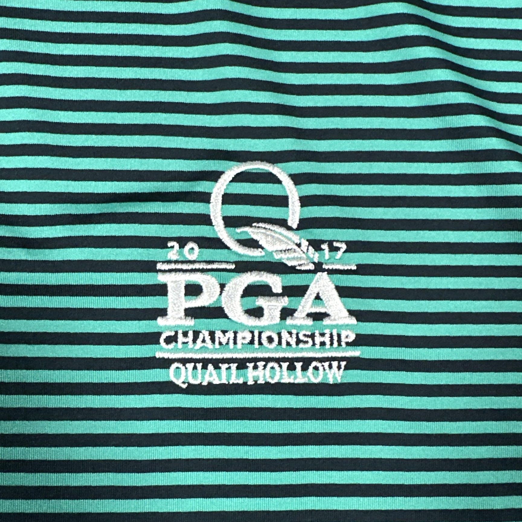 Footjoy FootJoy PGA Championship Quail Hollow Shirt Mens Large Green Stripe Polo Size US L / EU 52-54 / 3 - 3 Thumbnail