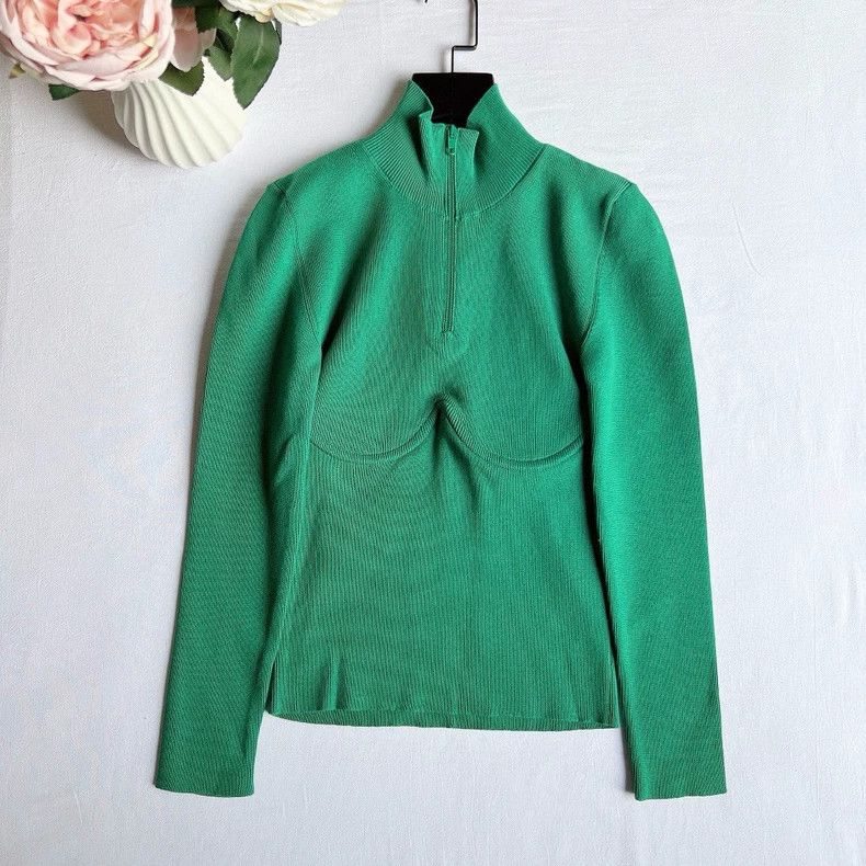 Balenciaga Balenciaga Green Ribbed Knit Top - dmc Size US S / EU 44-46 / 1 - 1 Thumbnail
