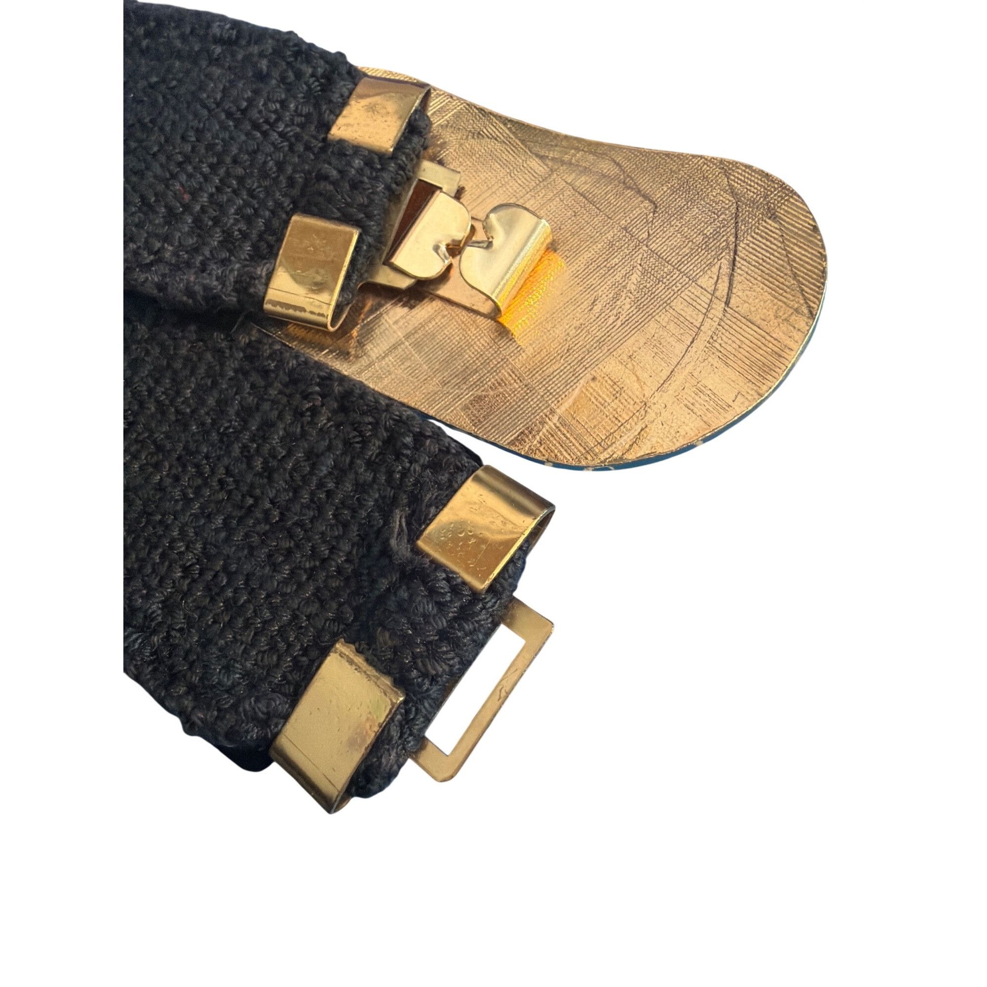 Other Vintage 80s Black Scaled Elastic Belt Cloisonne Peacock Buck Size ONE SIZE - 6 Thumbnail