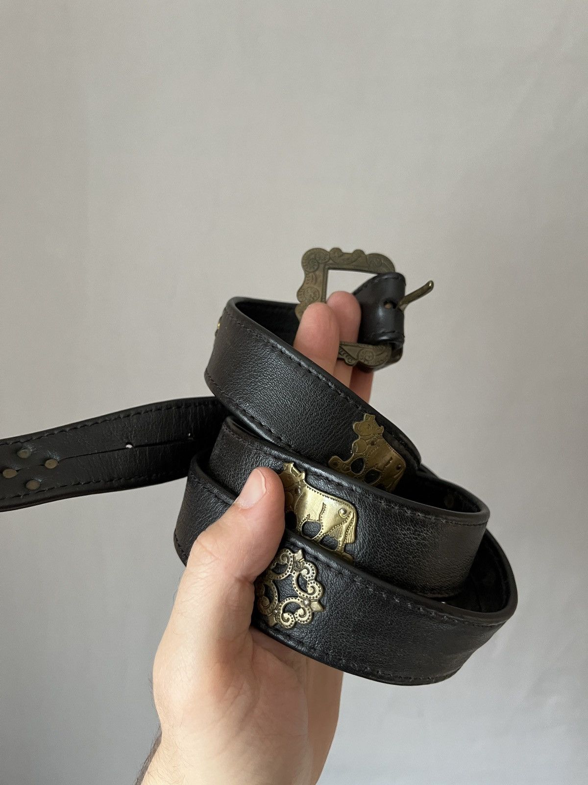 Vintage Vintage Avant Garde Tyrol Cows Ethno Leather Belt Size ONE SIZE - 2 Thumbnail