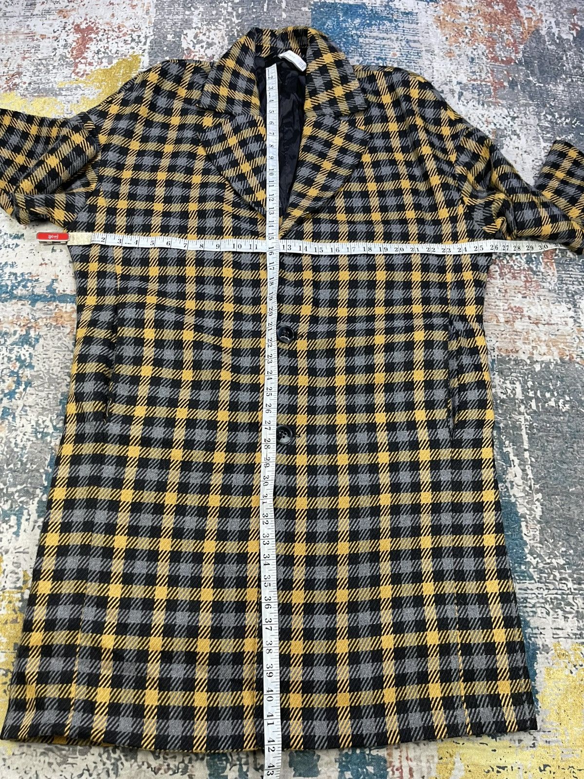 Zara Zara Man Mustard Black Plaid Long Coat Size US M / EU 48-50 / 2 - 10 Thumbnail