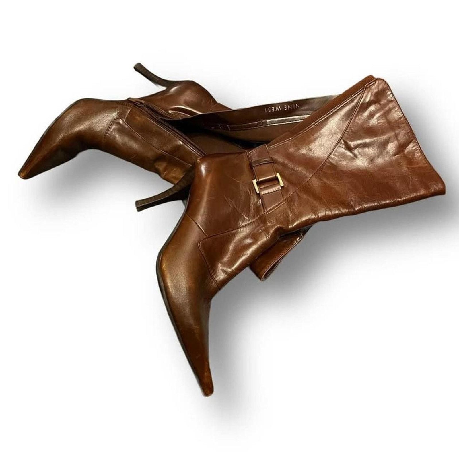 Nine West Vintage Nine West Brown Leather Stiletto Ankle Boots Size US 5 / IT 35 - 4 Thumbnail