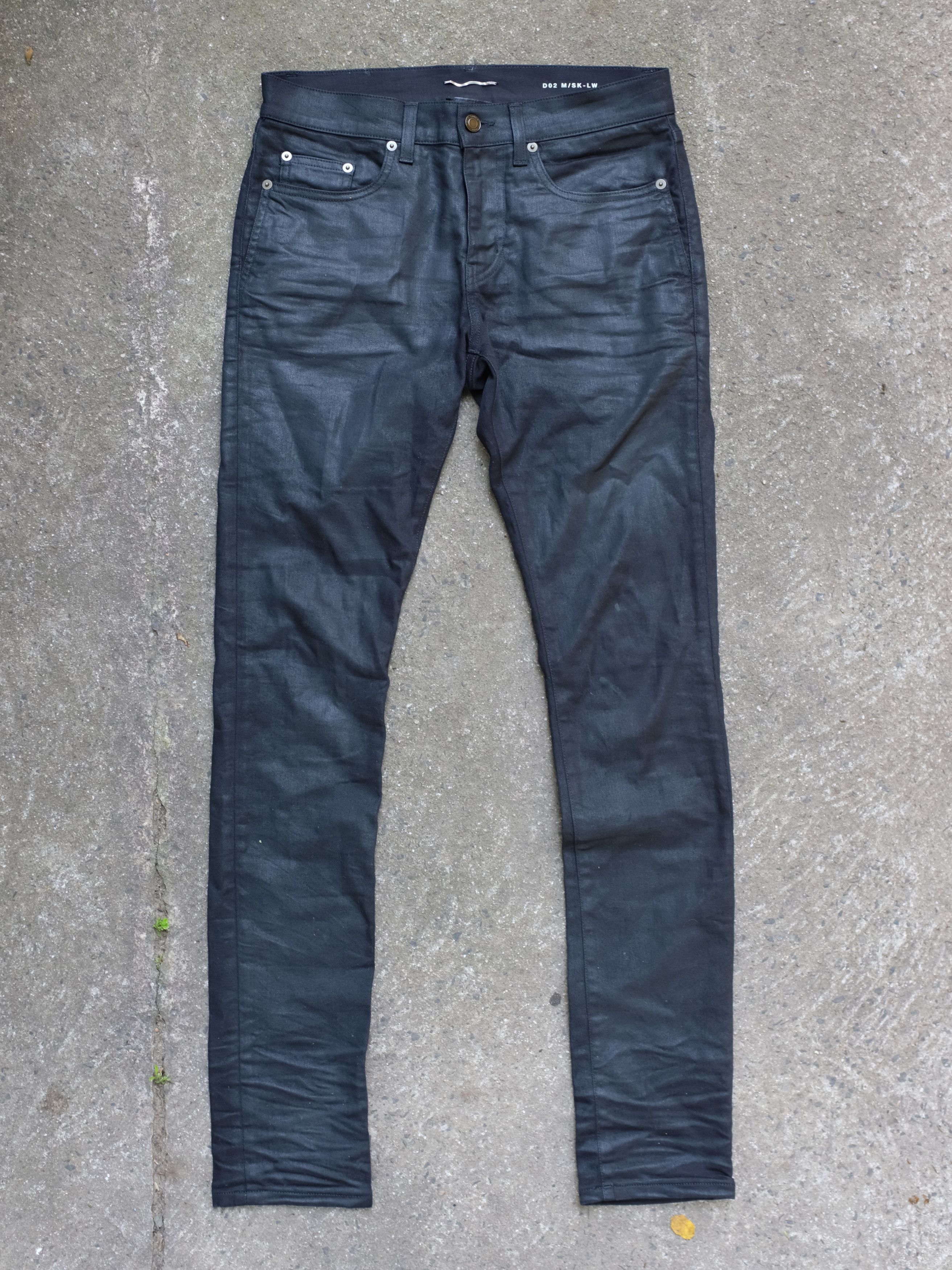 Saint Laurent Paris Saint Laurent D02 Wax Coated Black Denim Jeans Size US 29 - 8 Thumbnail