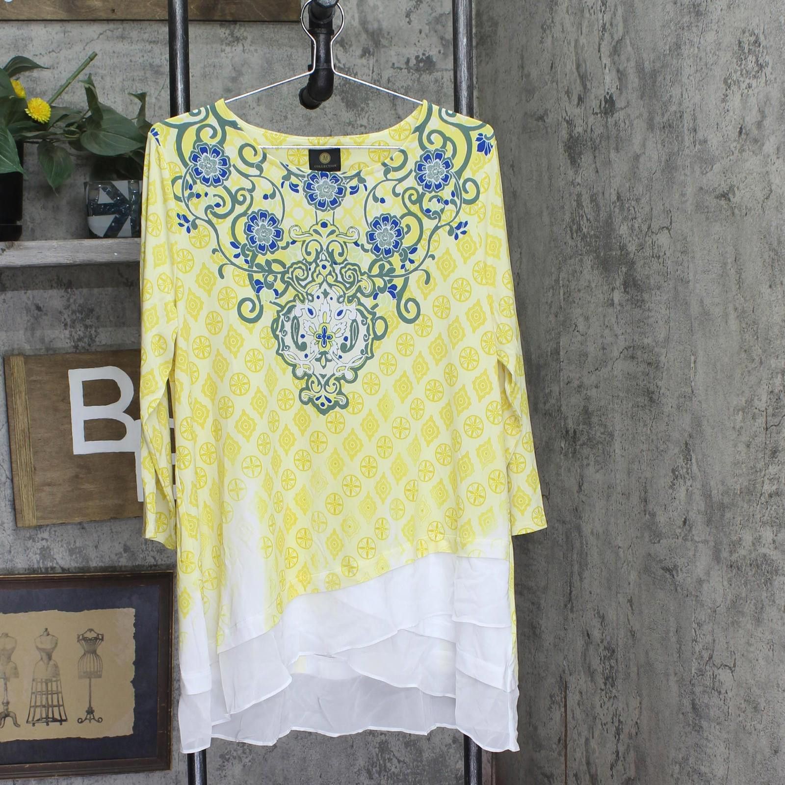 Other Nwt Jm Collection Knit Blouse Top Primrose Yellow / Multi L Size L / US 10 / IT 46 - 1 Thumbnail