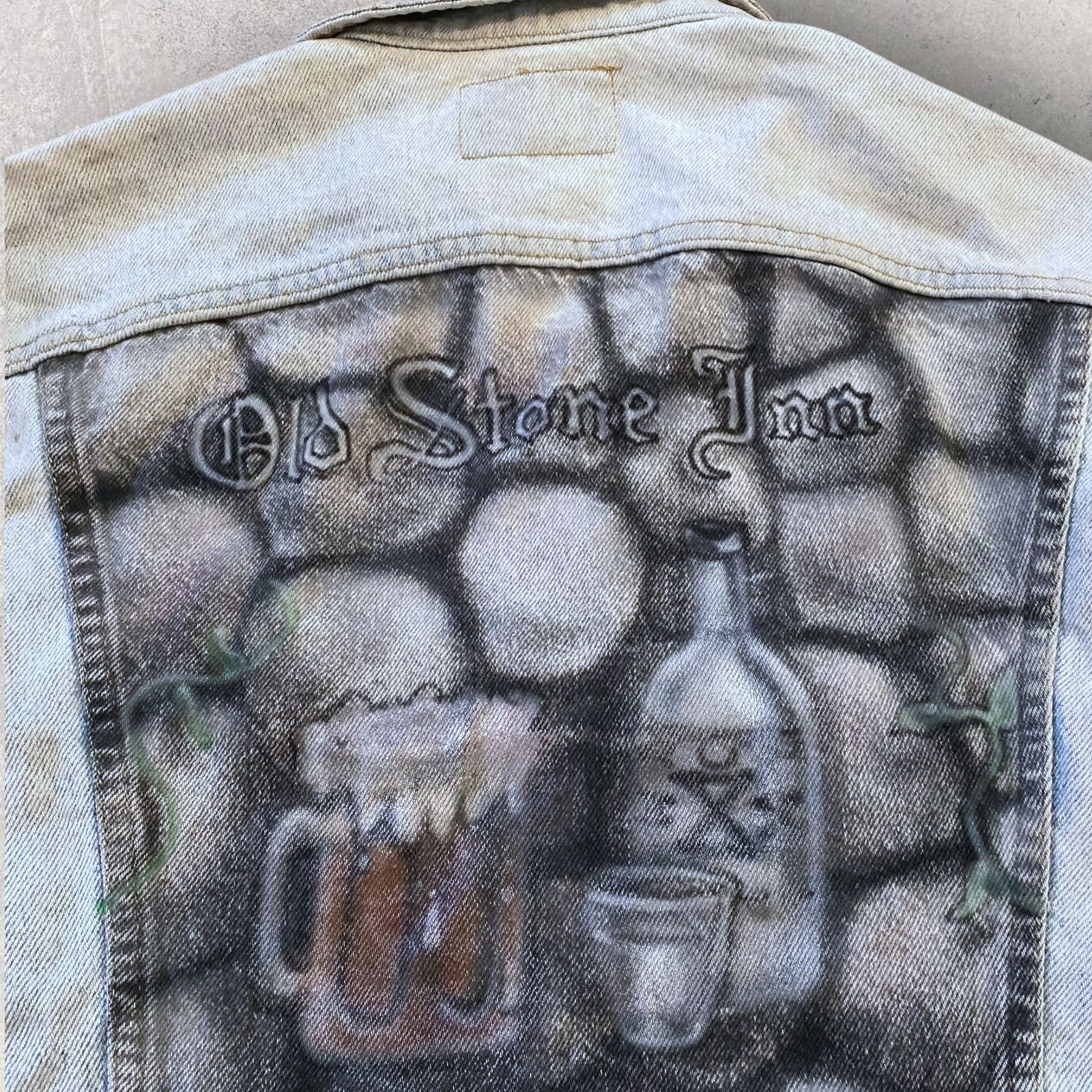 Lee × Vintage Vintage 90s Custom Biker Bar Denim Jacket Old Stone Inn Size US M / EU 48-50 / 2 - 4 Thumbnail