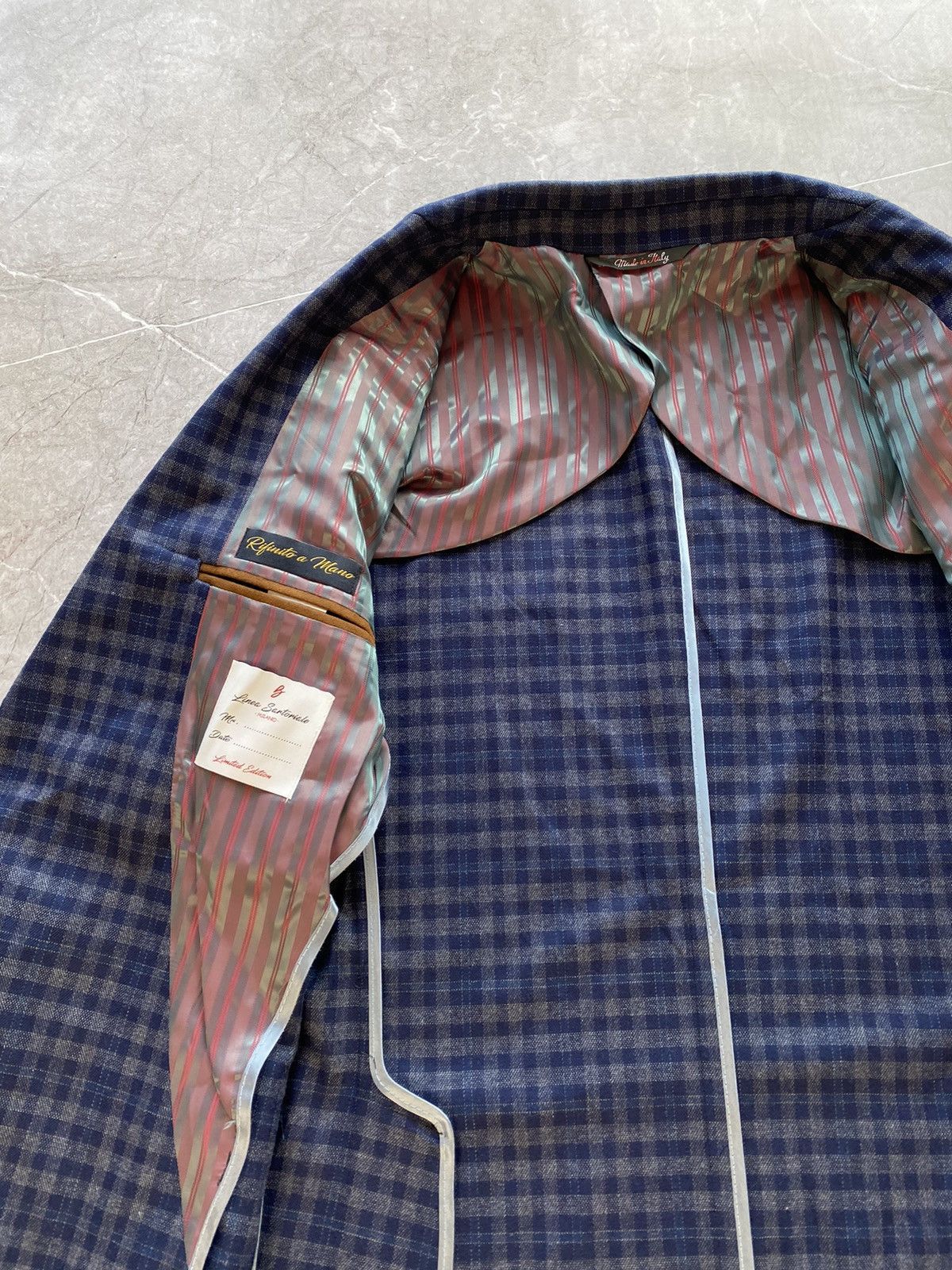 Designer Rare Linea Sartoriale Milano Check Thick Flannel Wool Blazer Size 52R - 13 Thumbnail