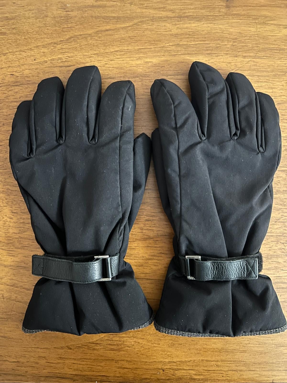 Prada Black Padded Skii Gloves - Adjustable Leather Strap