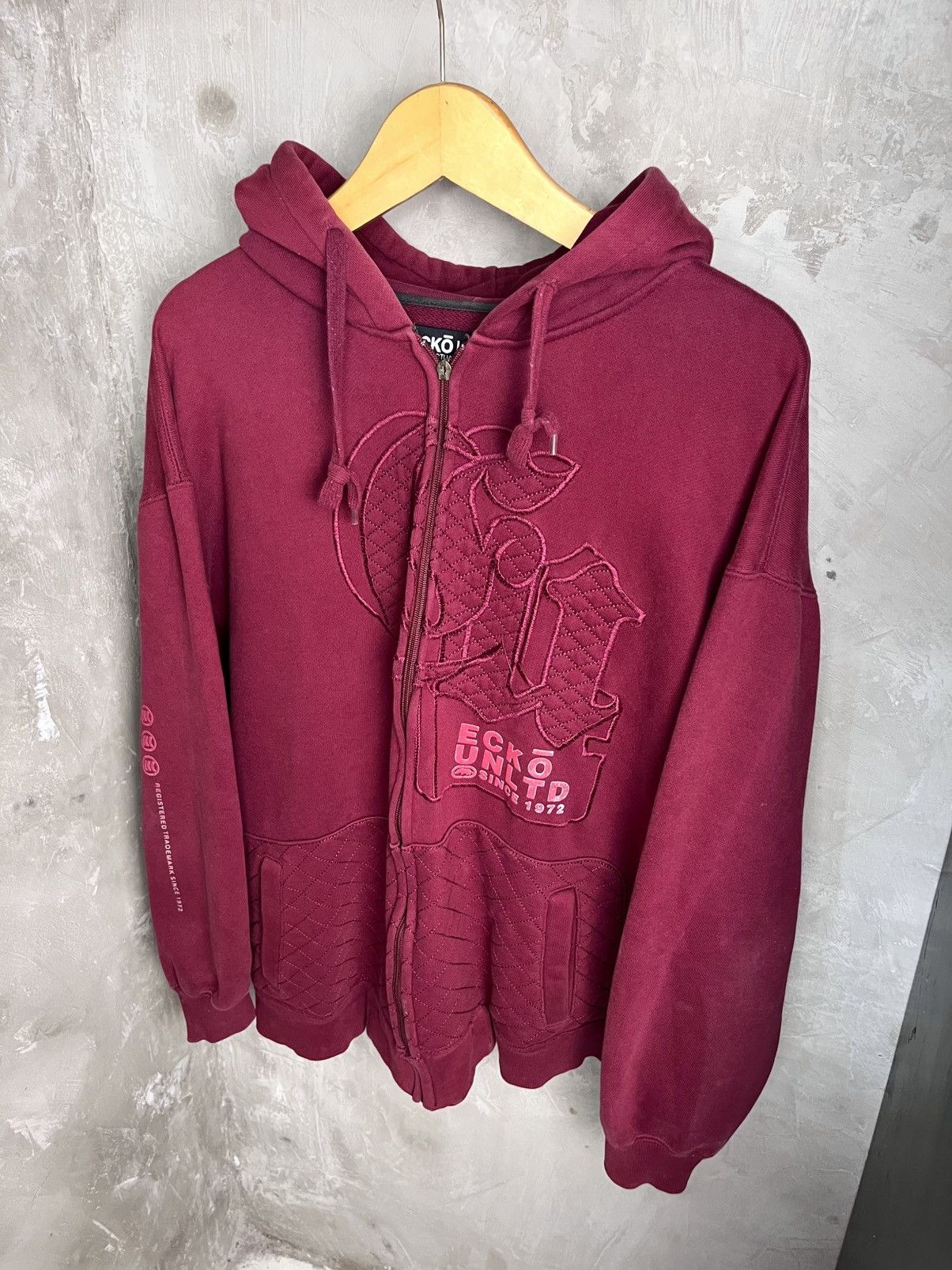 Ecko Unltd. Y2K Ecko Untld Hip Hop Urban Maroon Heavyweight Hoodie Size US M / EU 48-50 / 2 - 3 Thumbnail