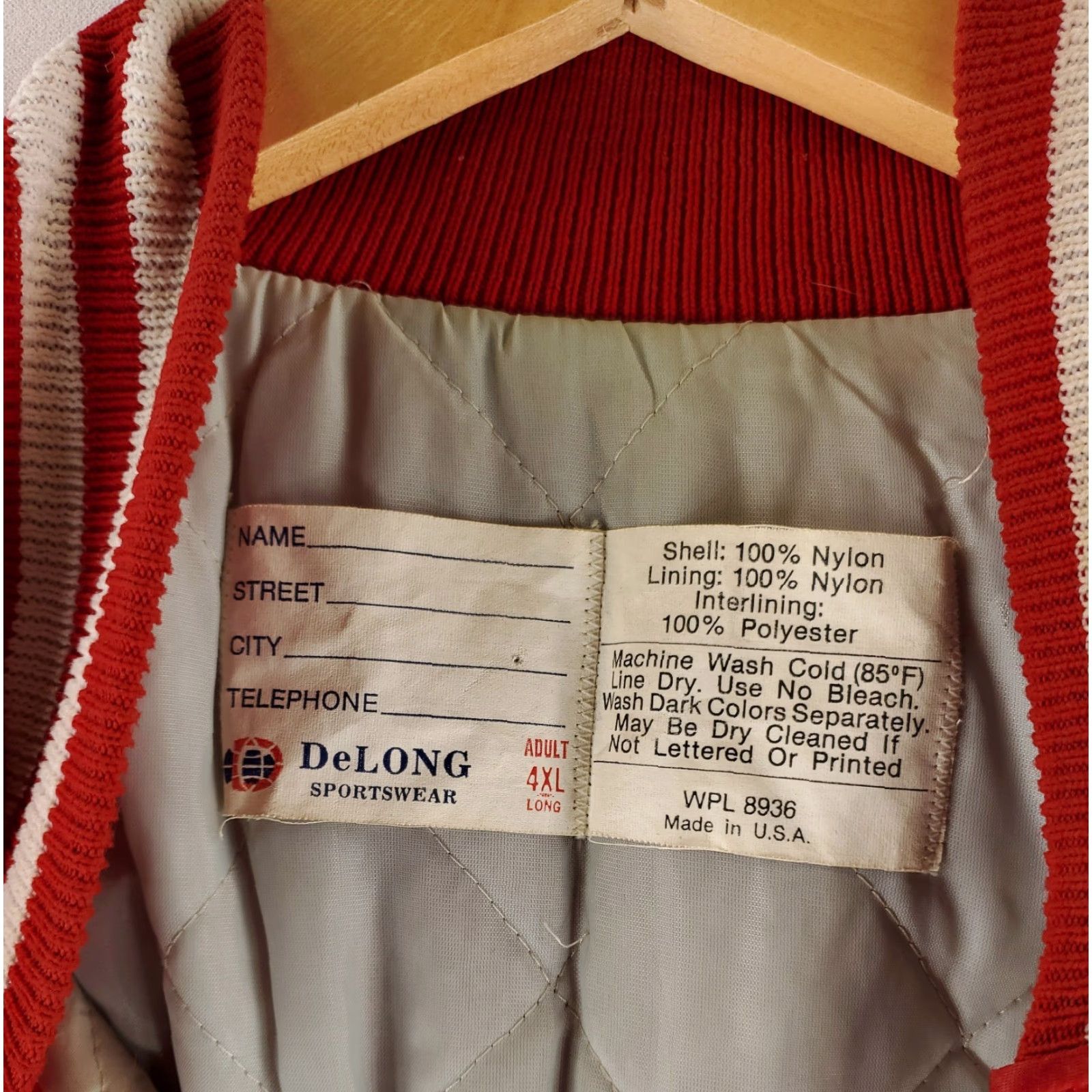 Vintage VINTAGE DeLong Nebraska Satin Bomber Jacket 4XL Red Mens 80s 90s Spellout Size US XXL / EU 58 / 5 - 4 Thumbnail