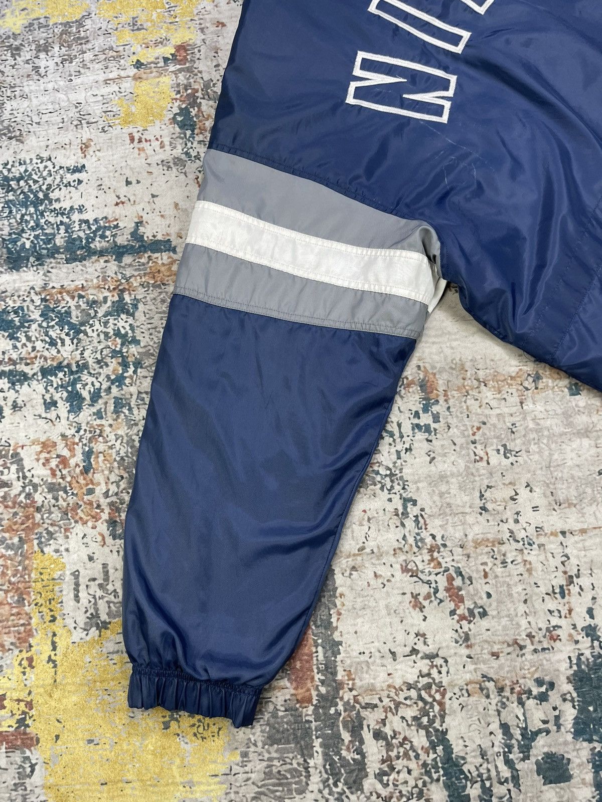 Nike Vtg 90s Nike Navy Big Logo Spell Out Parka Jacket Size US L / EU 52-54 / 3 - 3 Thumbnail