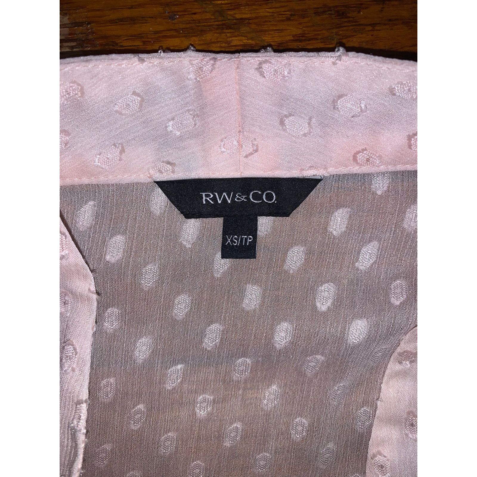 Other RW&CO Sheer Pink Swiss Dot Blouse XS Tie Neck See Through Size XS / US 0-2 / IT 36-38 - 7 Thumbnail