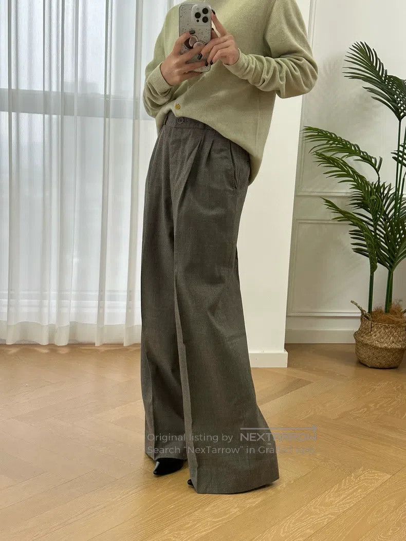 Hermes Hermes Margiela Era Wool Wide Leg Straight Business Pants, Size 25" / US 0 / IT 36 - 3 Thumbnail