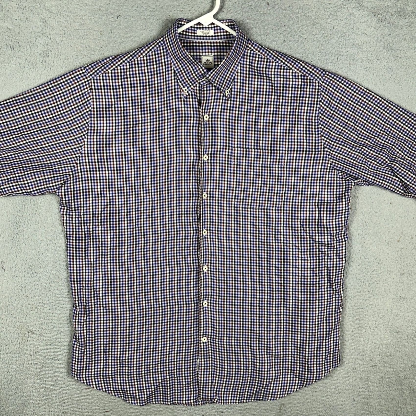 Peter Millar Peter Millar Shirt Mens XL Purple Brown Button Down Gingham Check Long Sleeve Shirt Size US XL / EU 56 / 4 - 3 Thumbnail