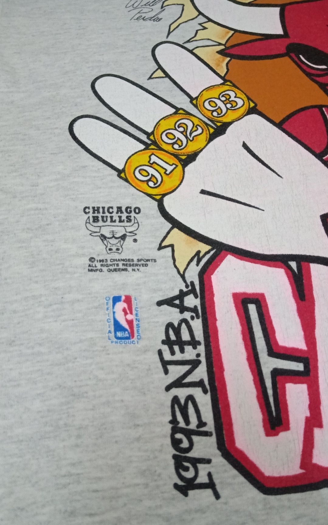 NBA × Vintage Vintage 90s Chicago Bulls 1993 NBA Champs T-shirt Size US XL / EU 56 / 4 - 8 Thumbnail