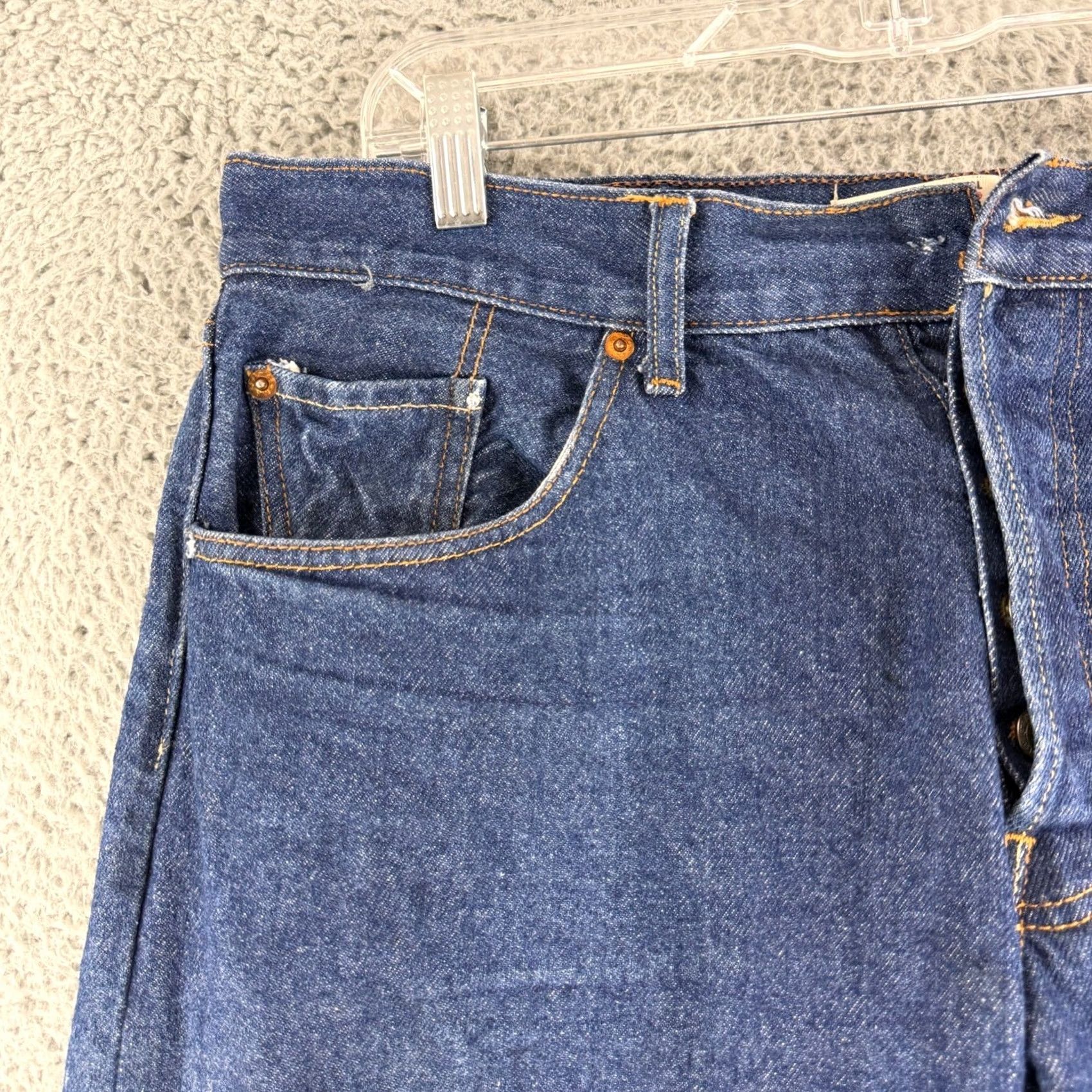 Levi's Levis 501 Jeans Mens 38x30 Blue Straight Button Fly Denim Regular Rise 34 Waist City College Cowboy Vintage Style Size US 38 / EU 54 - 2 Thumbnail