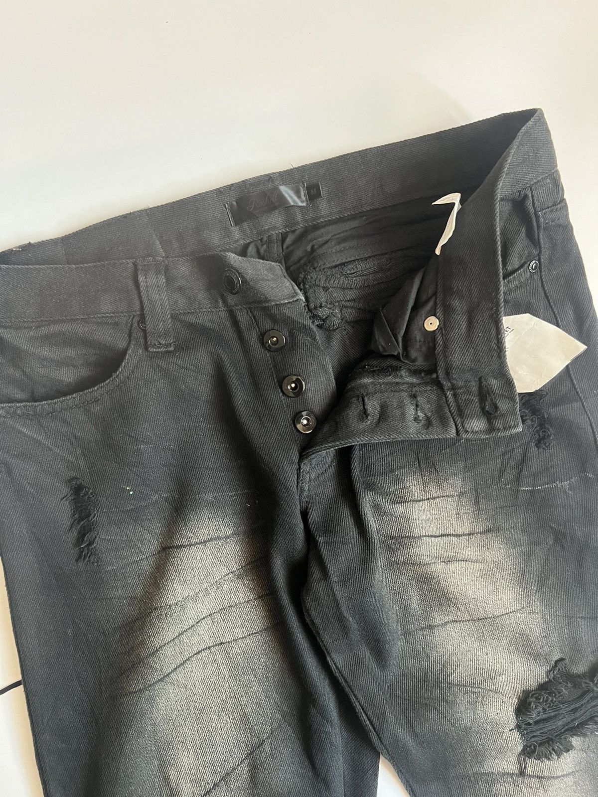 Japanese Brand Roshell Zipper Flare Bondage Distressed Denim Size US 31 - 9 Thumbnail