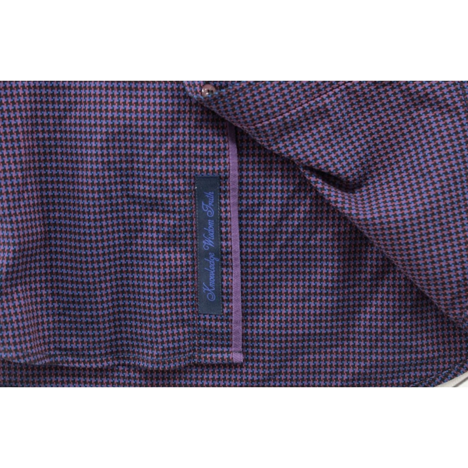 Robert Graham Robert Graham Shirt Mens Medium Tailored Purple Houndstooth Long Sleeve Button-Front Size US M / EU 48-50 / 2 - 6 Thumbnail