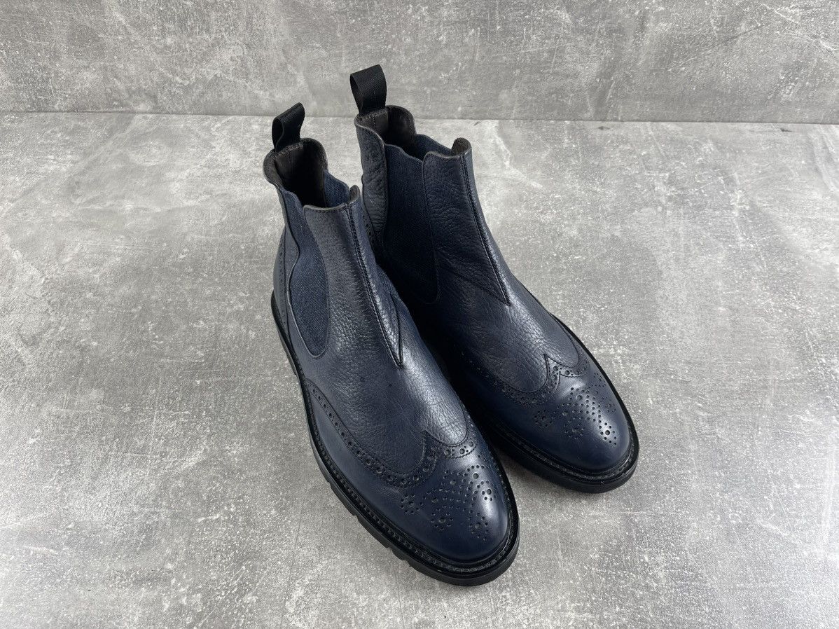 Neil Barrett Neil Barrett BluBarrett Navy Blue Leather Chelsea Boots Size US 7 / EU 40 - 3 Thumbnail