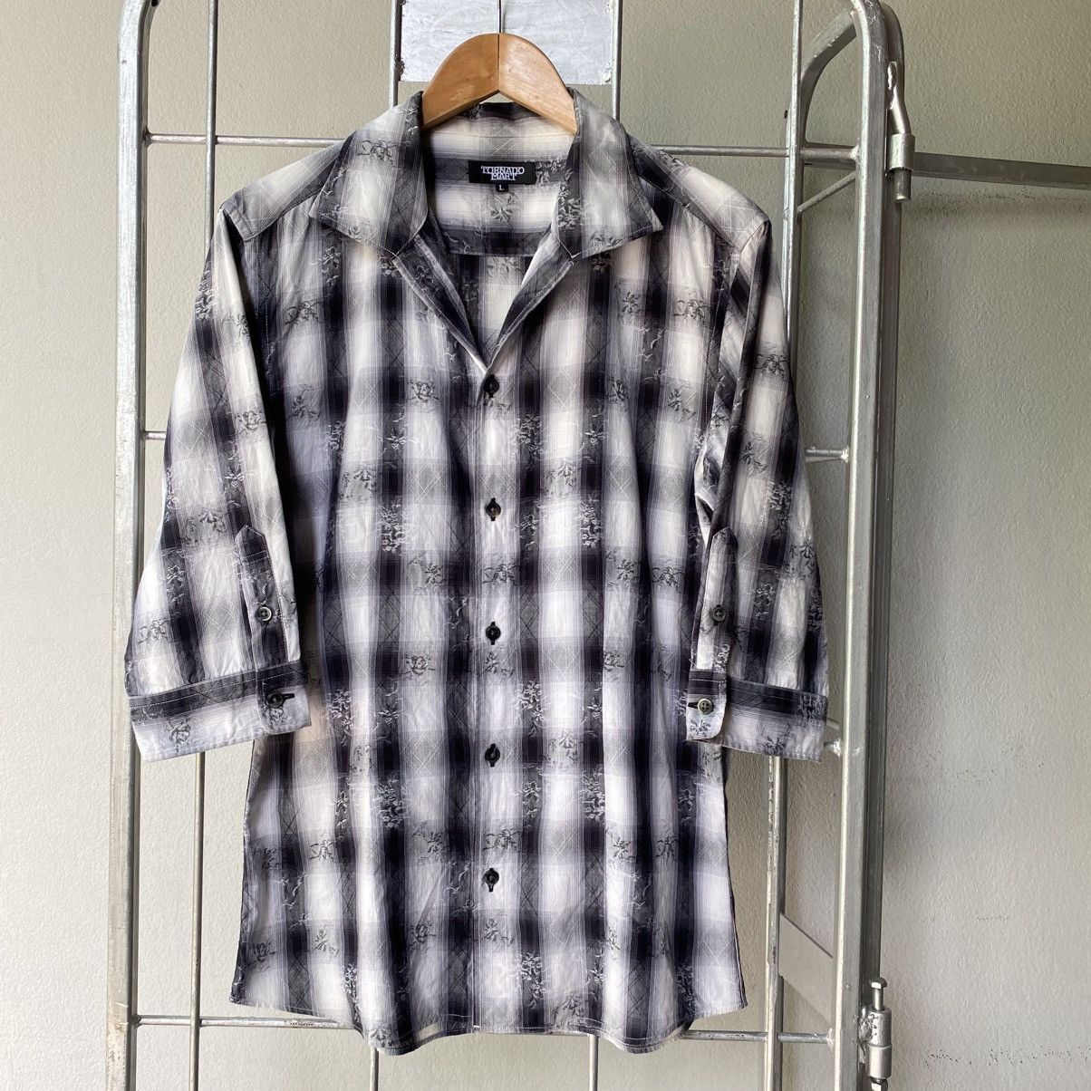 Tornado Mart TORNADO MART Black & White Ombre Plaid Shirt Size US L / EU 52-54 / 3 - 4 Thumbnail