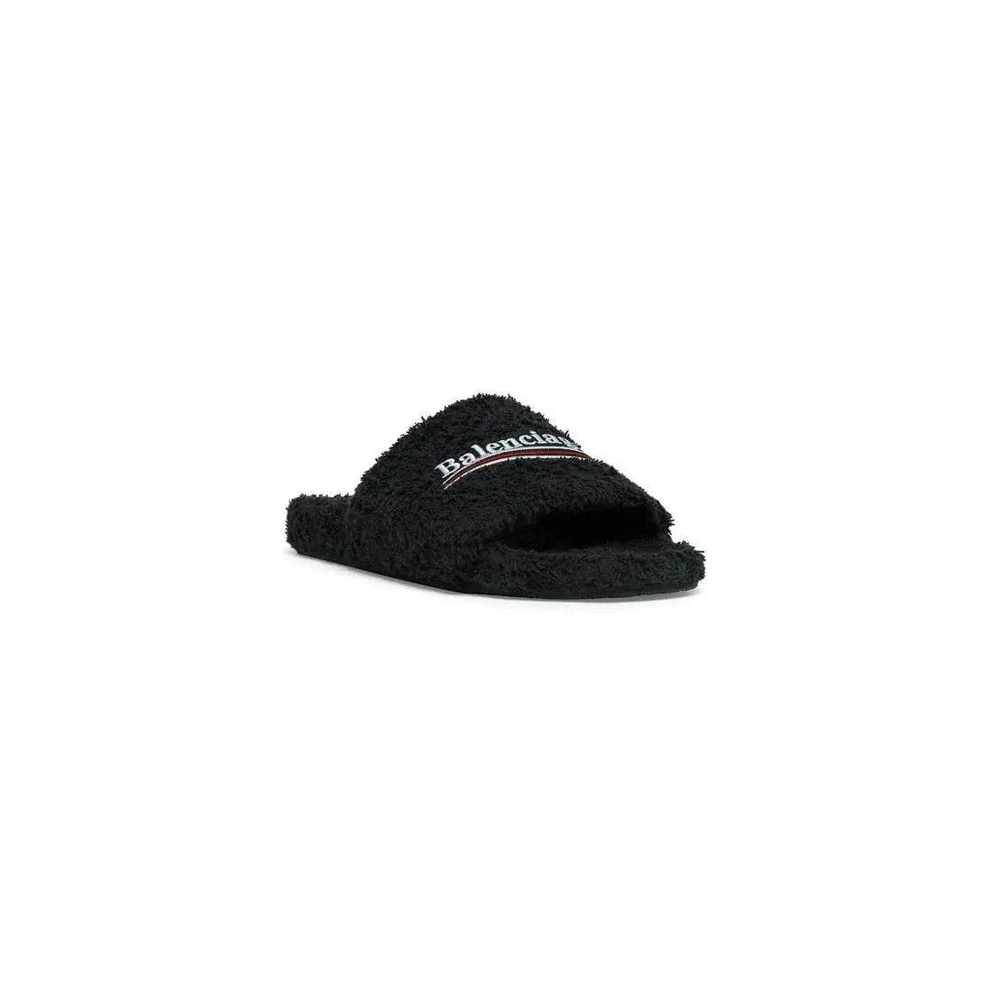 Balenciaga o1bcso1str0126 Furry Slide Sandals In Soft Towel in Black Size US 8 / IT 38 - 2 Thumbnail