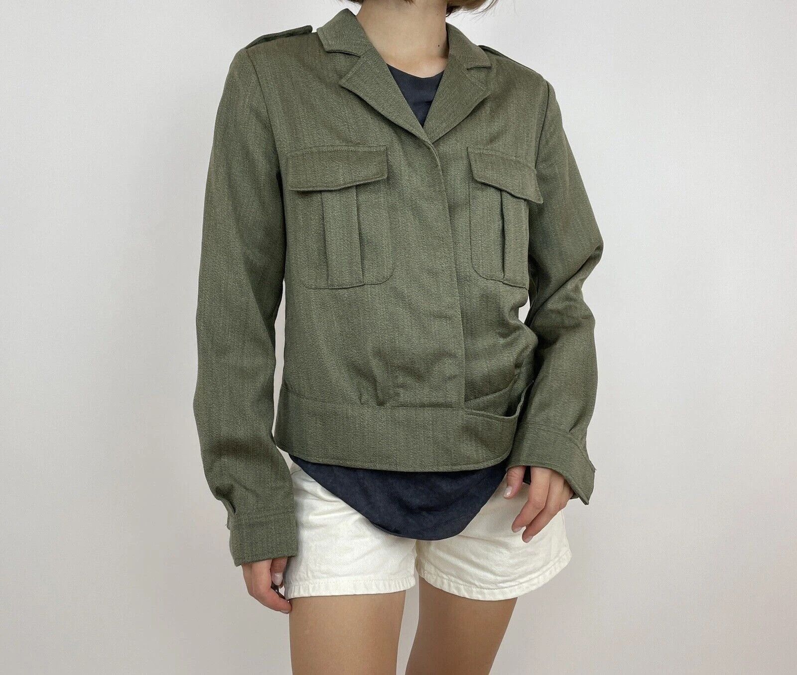 Vintage TOAST IN ARMY GREEN MILITARY WOOL BLAZER JACKET WOMENS Size L / US 10 / IT 46 - 5 Thumbnail