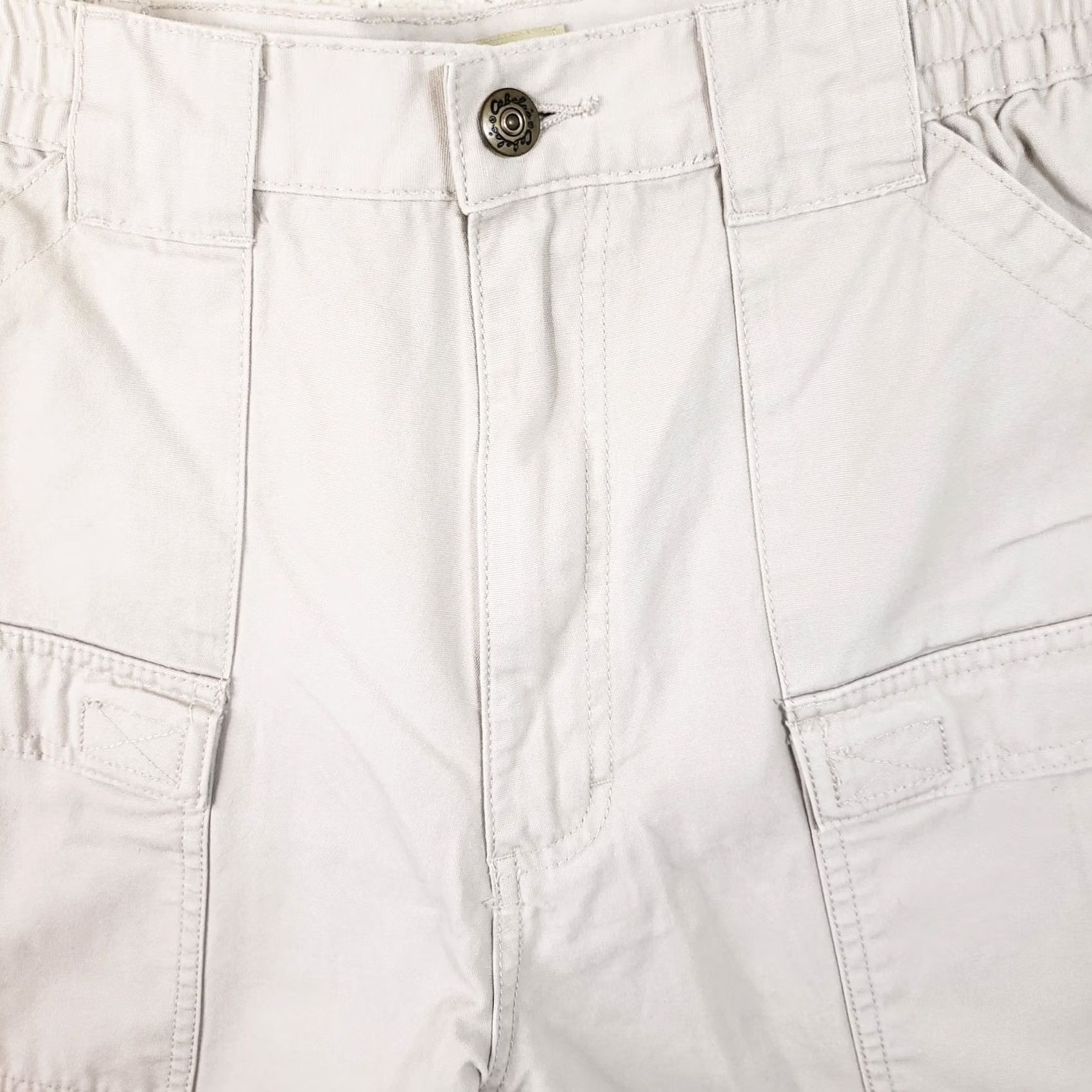 Vintage Cabela's Cargo Shorts 2 Pair Beige Elastic Waist 38x5 Men Cotton Canvas Flat Front Zip Pockets Casual Outdoor Size US 38 / EU 54 - 3 Thumbnail