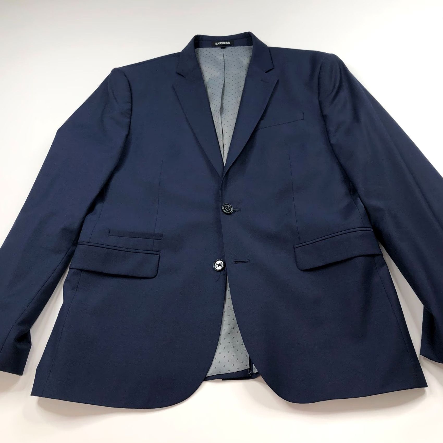 Express Express Slim Fit Wool Blend Two Button Blazer Jacket Blue Mens 40 Regular Notch Lapel 4-Button Front Single-Breasted Vintage N/A Size 40R - 6 Thumbnail